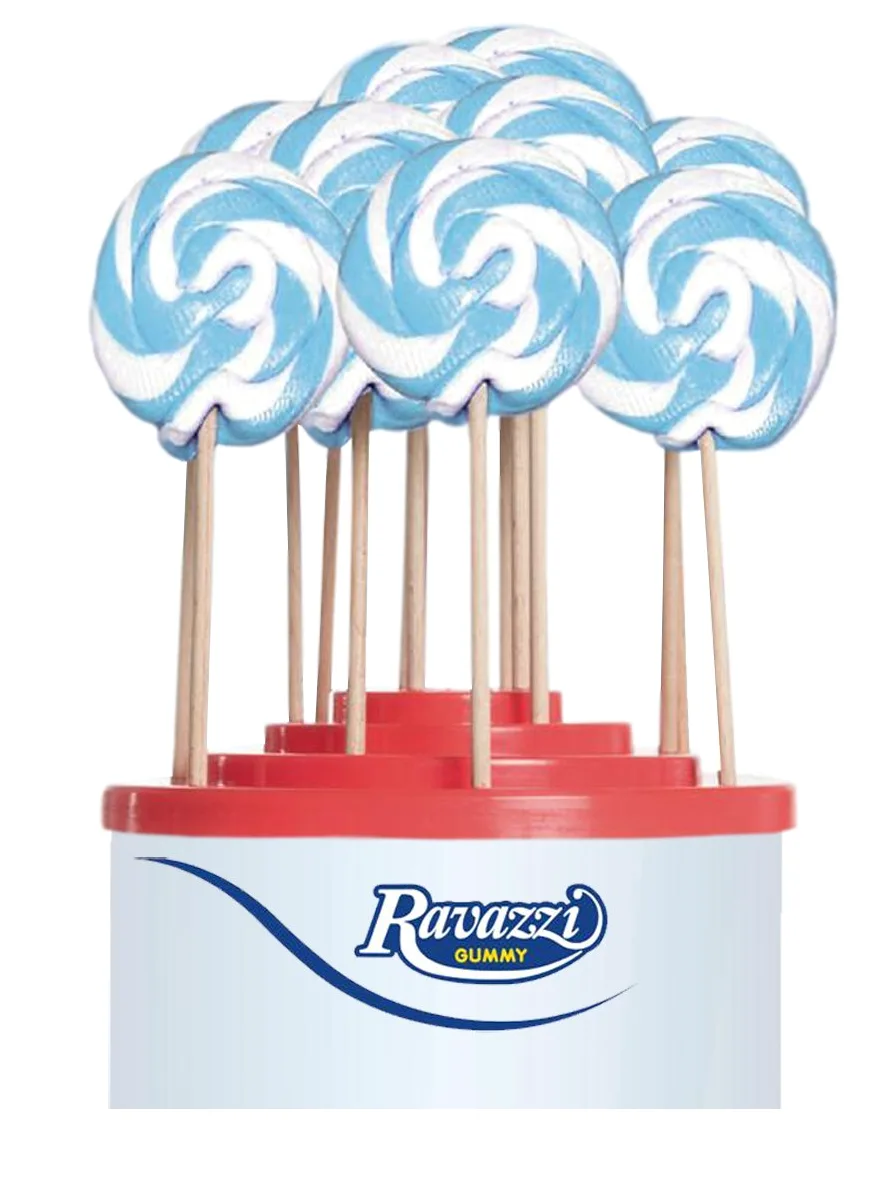 Lecca Lecca Rainbow Azzurro Bianco. Confezione da 50pz x 25gr Ravazzi Gummy. Ideale per Feste di Compleanno e Caramellate.