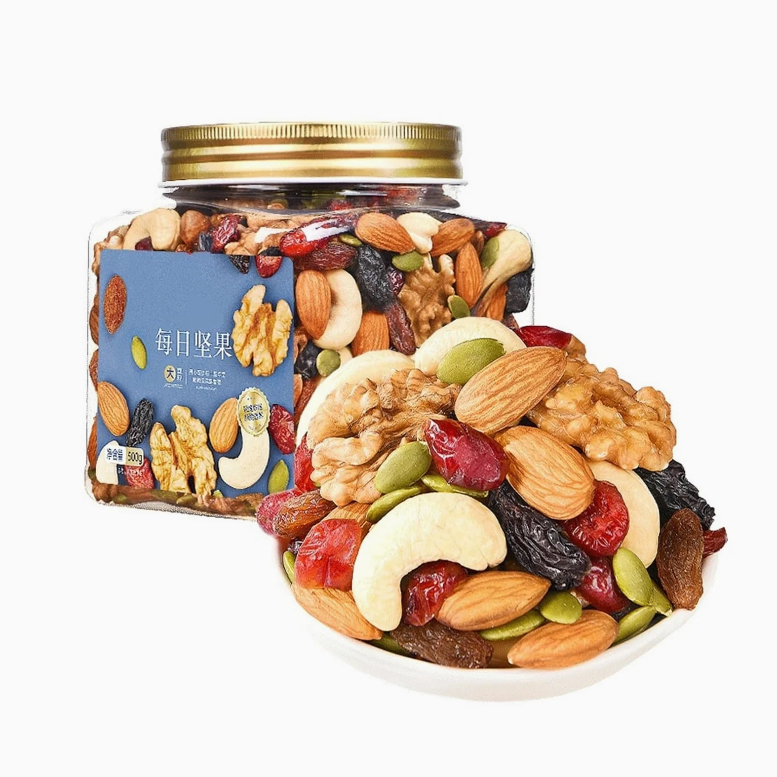 500 grammi di noci assortite, ciascuna croccante e carnosa, costituiscono uno spuntino perfetto da condividere con tutta la famiglia