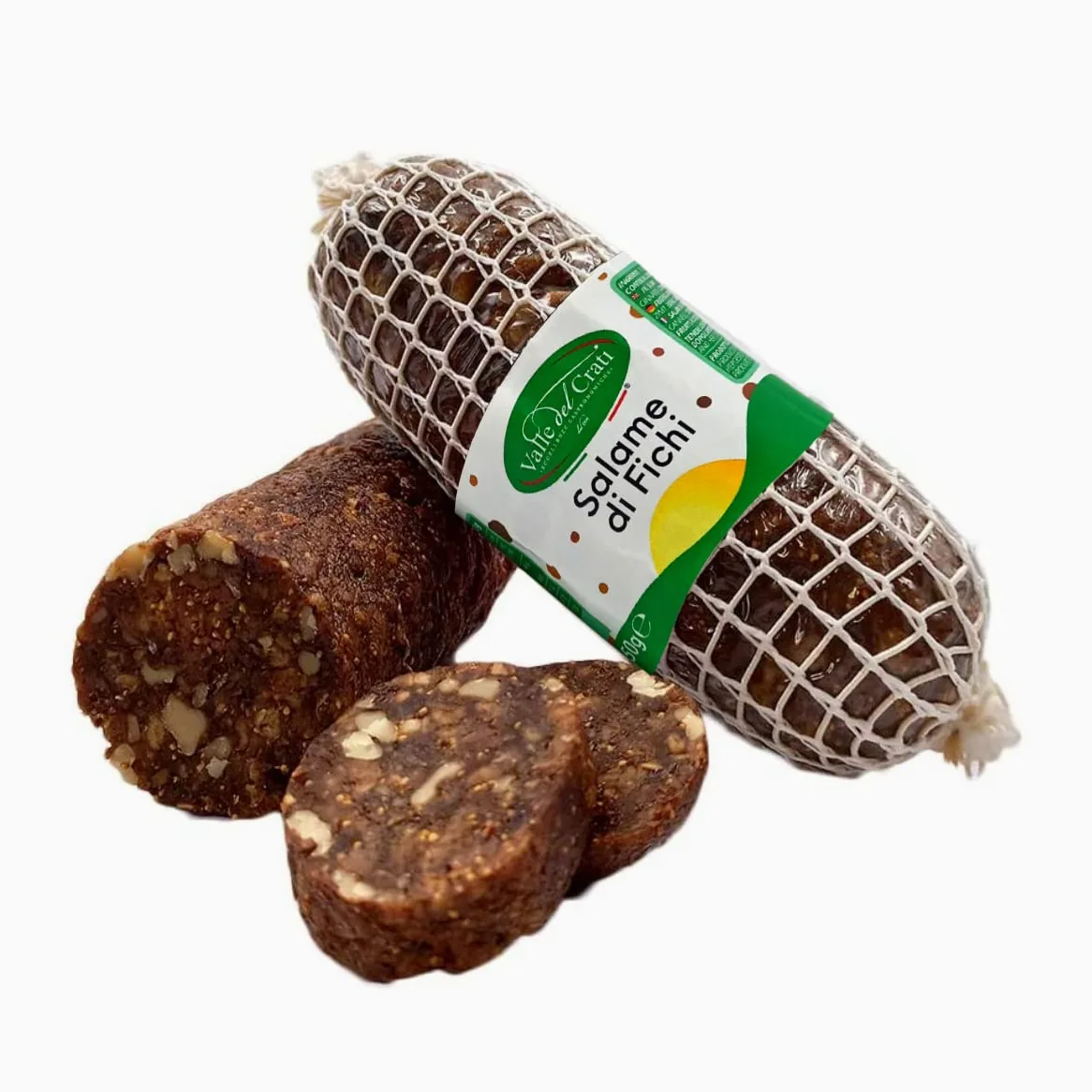 Valle del Crati Salame di Fichi, Salamino di Fichi Noci Cannella e Succo di Arancia, Dolce Tipico Calabrese, Salame di Fichi 250 Grammi