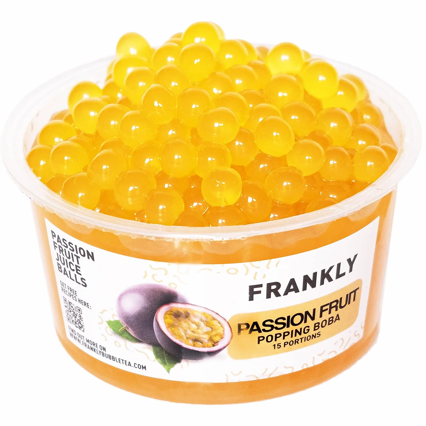 FRANKLY Popping Boba al Frutto della Passione, barattolo da 450gr - Per Bubble Tea, Yogurt, Torte e Dolci