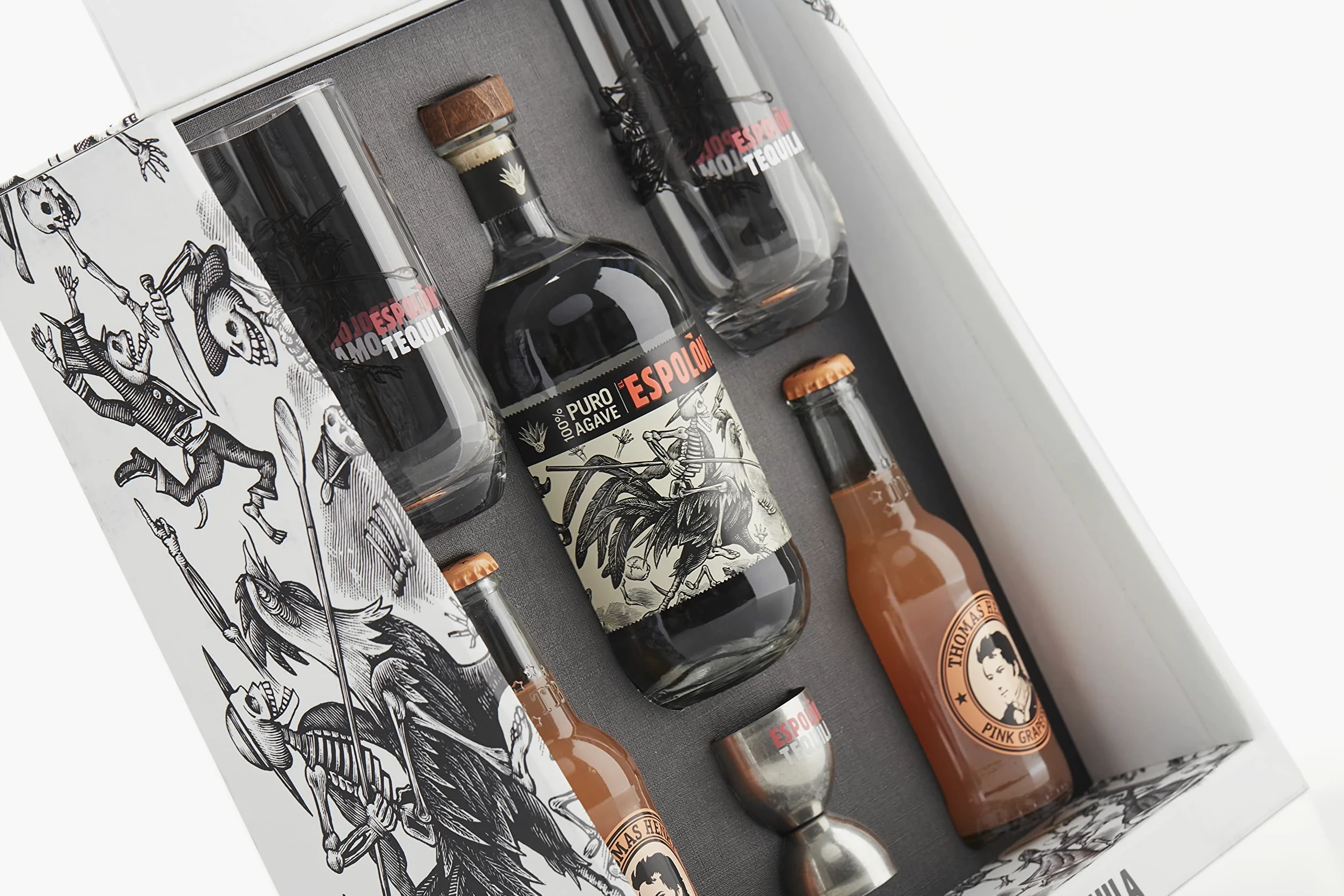 Espolòn Kit Tequila per Paloma: Espolòn Tequila Blanco 70 cl; 2 Bottigliette di Soda al Pompelmo Rosa Thomas Henry 20 cl; 2 Bicchieri Highball e 1 Jigger