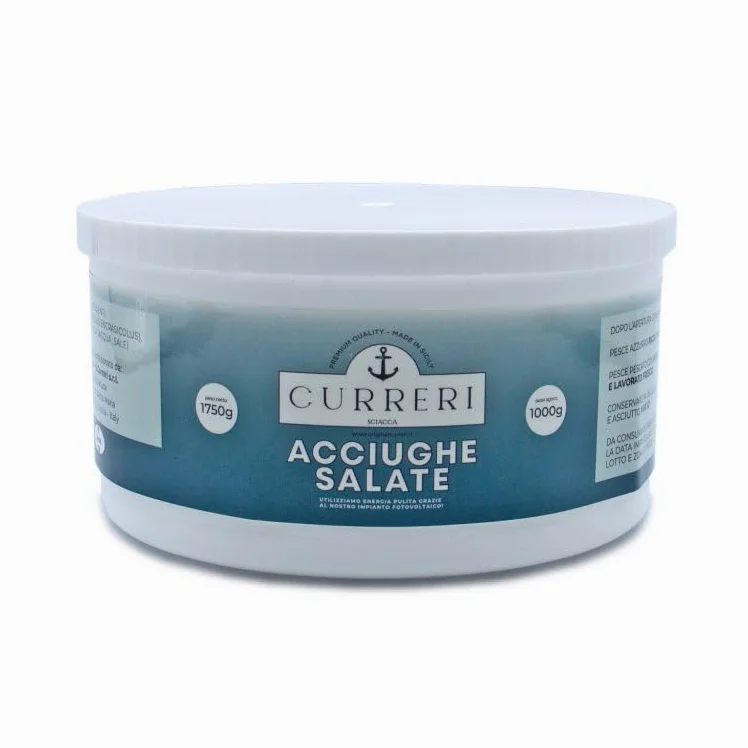Acciughe Salate di Sciacca, Sicilia "Giuseppe Curreri" | 1750g | Sotto salamoia | Lavorate a Mano