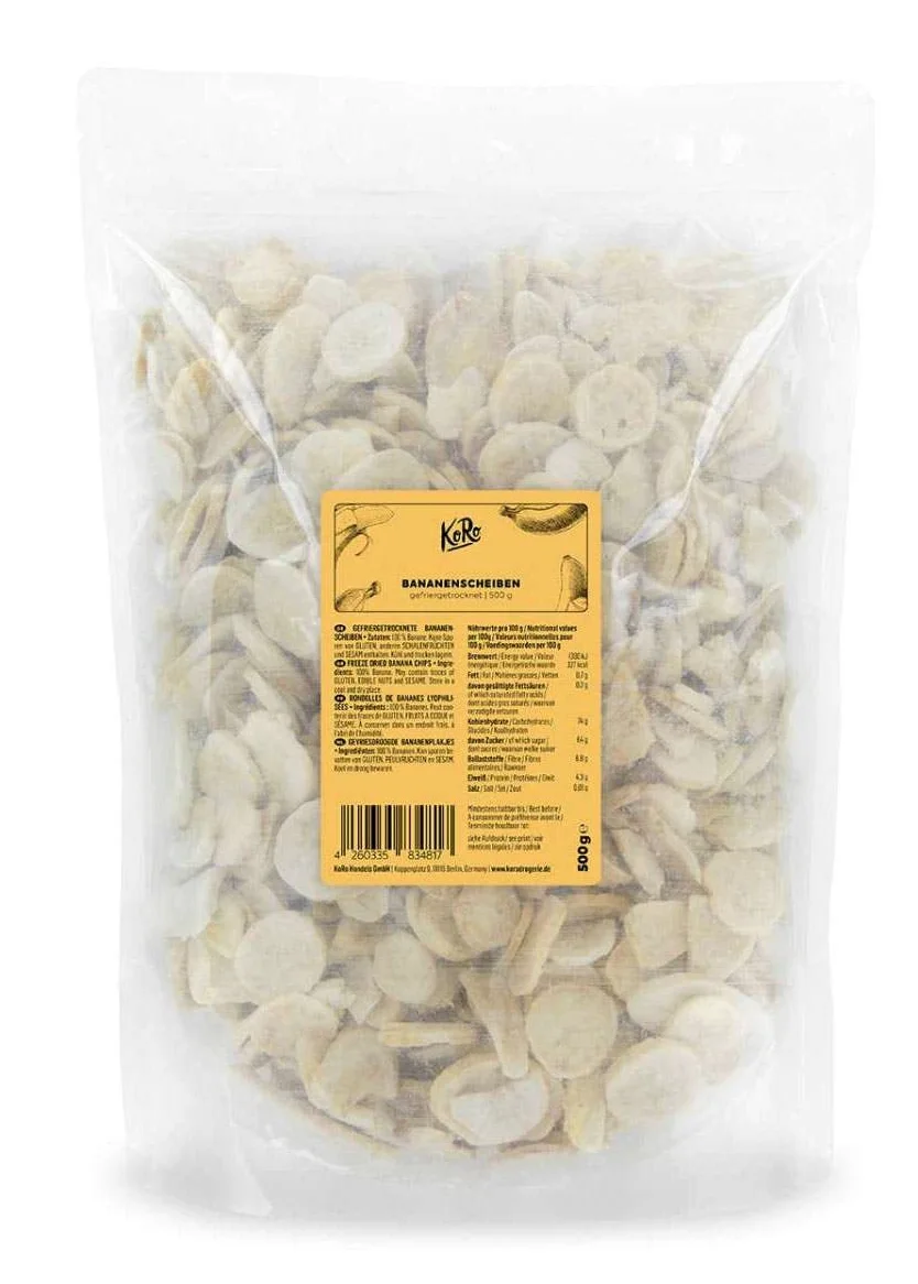 KoRo - Banane a fettine liofilizzate 500 g - croccanti e 100% naturali - solo frutta - senza additivi