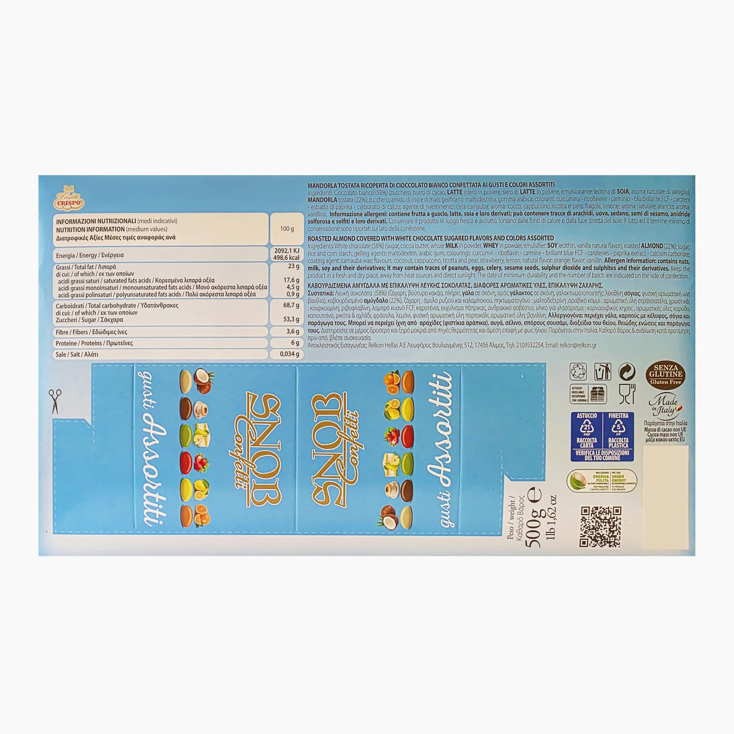 Confetti Snob Crispo 2 Kg, Gusti Assorititi con Mandorla Tostata Ricoperta di Cioccolato Bianco per Bomboniera Confettata Matrimonio Comunione - 2000 Grammi