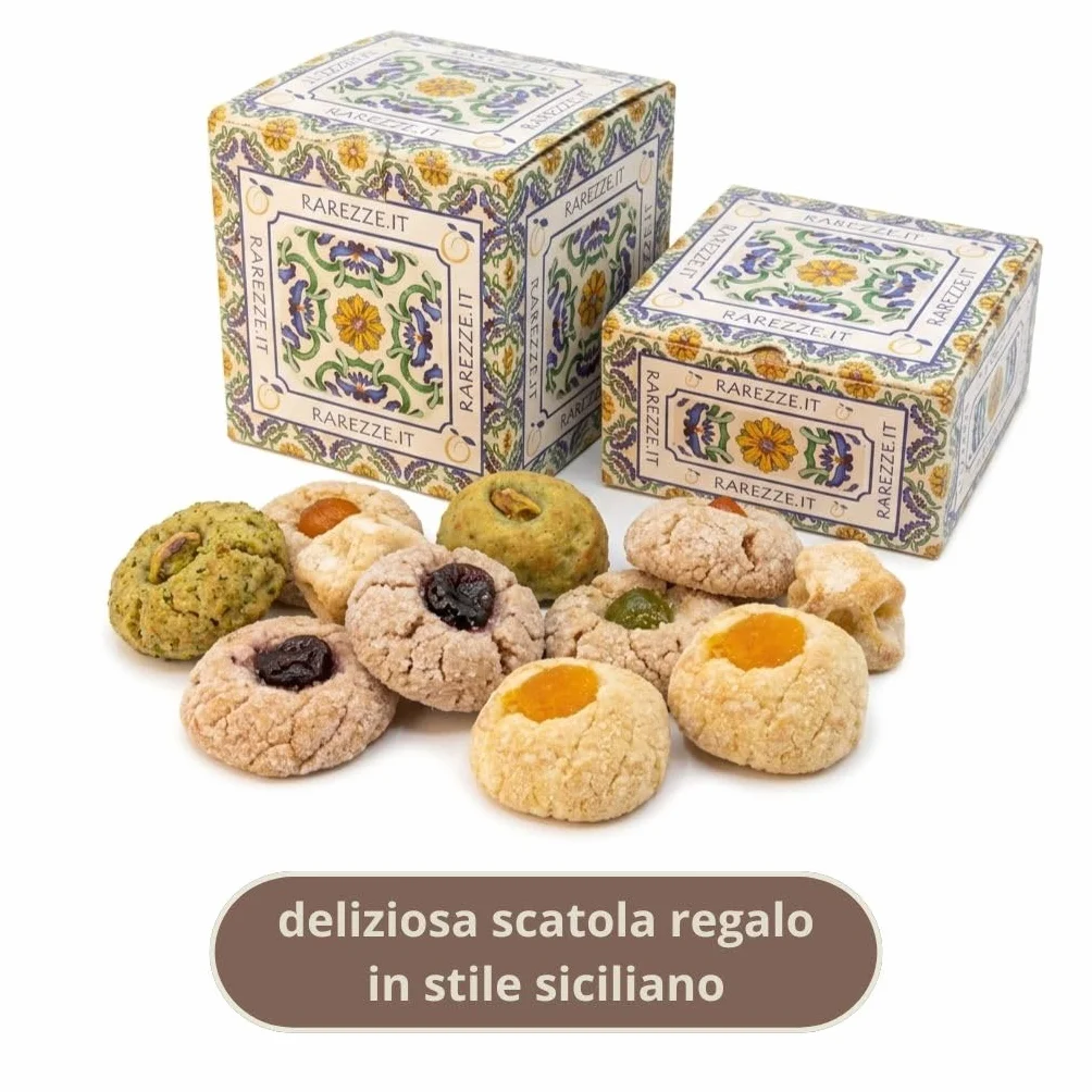 RAREZZE | Biscotti di Pasta di Mandorla Siciliana al GELSO | Deliziosa confezione regalo (kg.1) | Dolci tipici di Sicilia | Preparazione artigianale | Spediti appena sfornati !