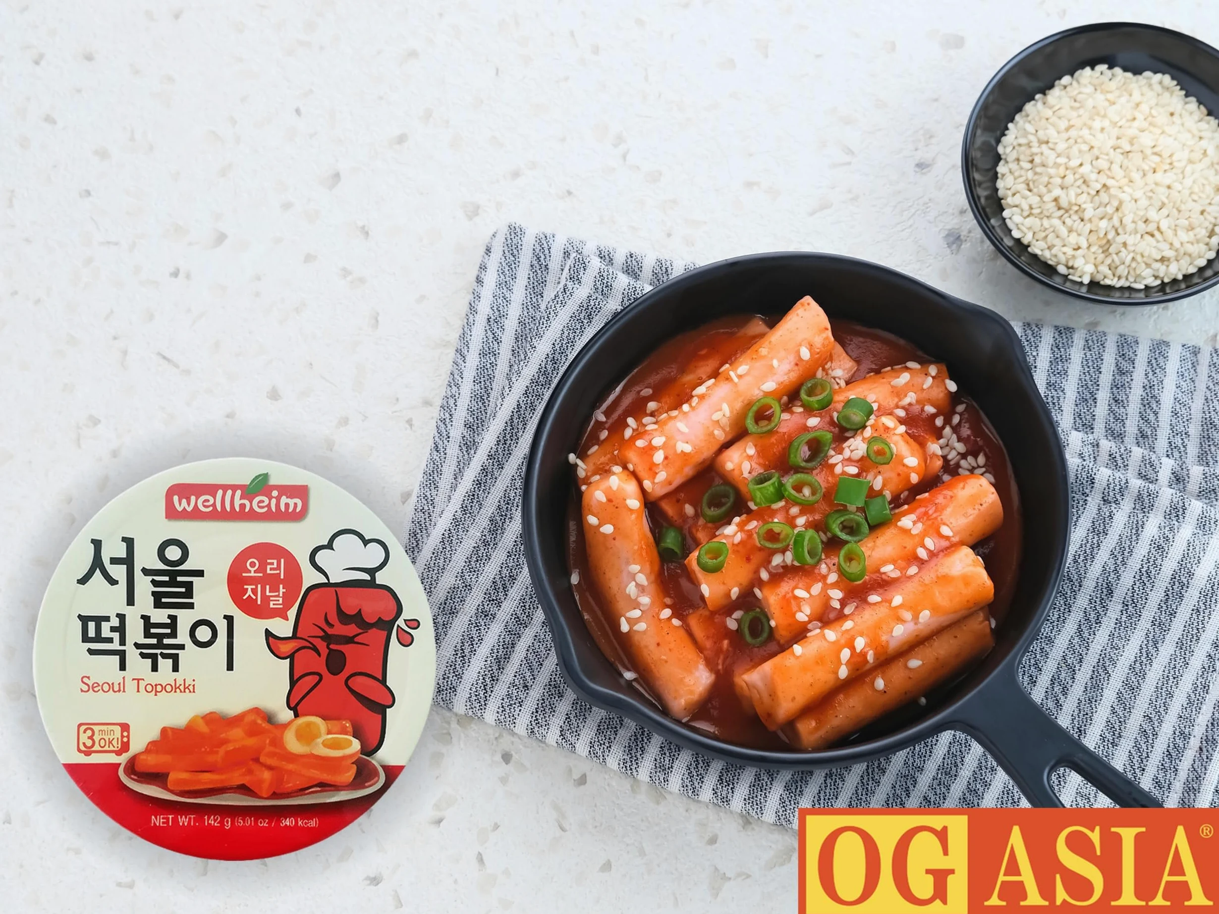 Wellheim Seoul Original Spicy Tteokbokki Confezione doppia – torta di riso coreana in tazza – gusto originale piccante – 2 x 142 g – OG ASIA – 284 g (originale affilato)