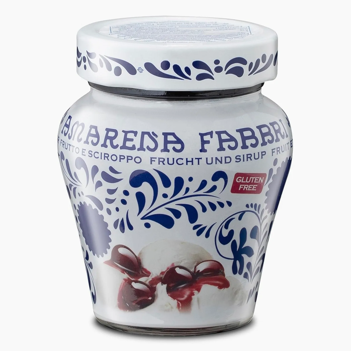 Fabbri Amarena Ciliegie in Sciroppo, Set di 6 Vasetti in ceramica decorativa, 230g, con Portachiavi italy shop service