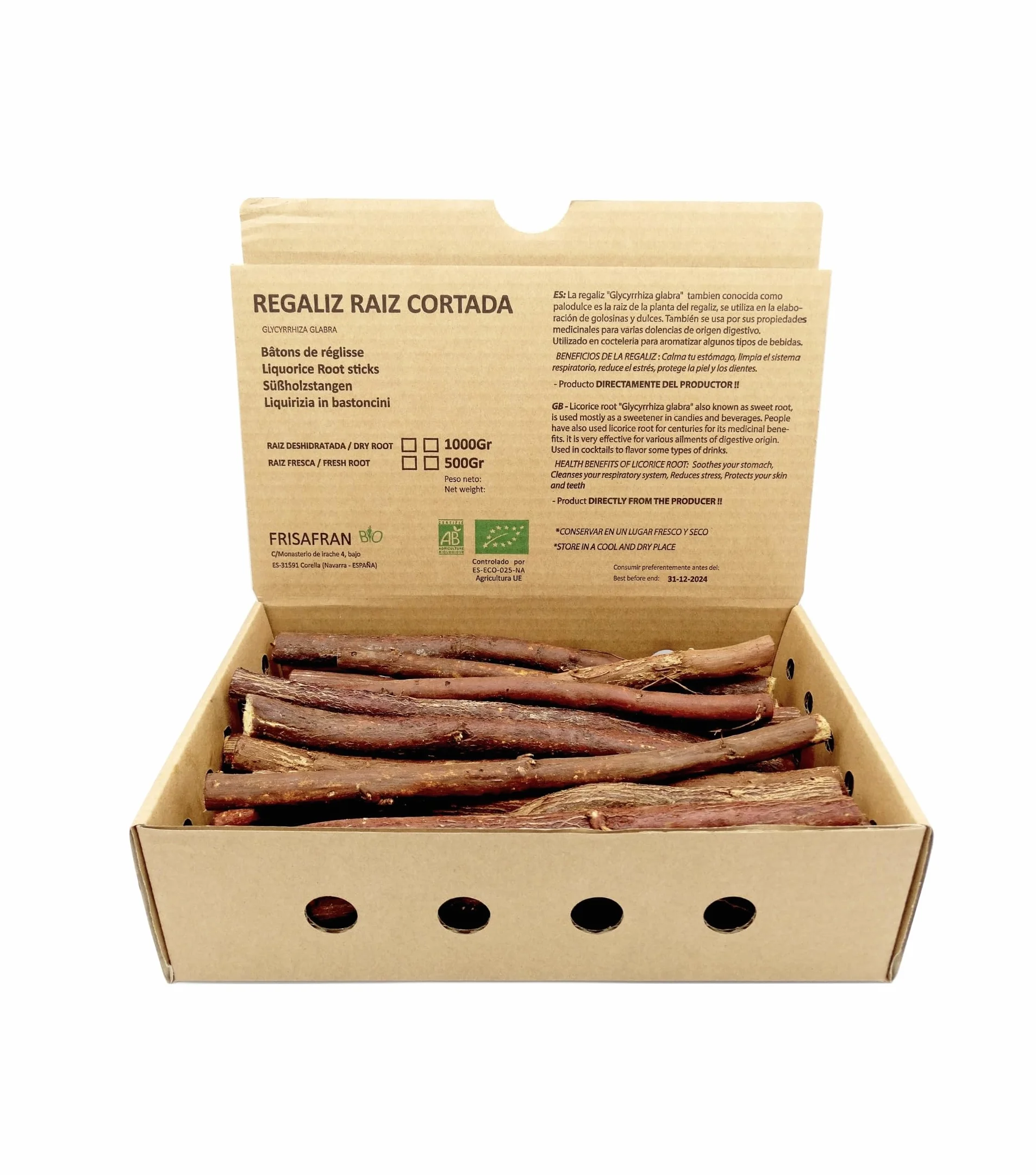 FRISAFRAN | Liquirizia in bastoncini BIO 500g | PRODOTTO FRESCO | radici-liquirizia | bastoncini | liquirizia-pura | bastoni | Fresco Radice | Direttamente dal produttore