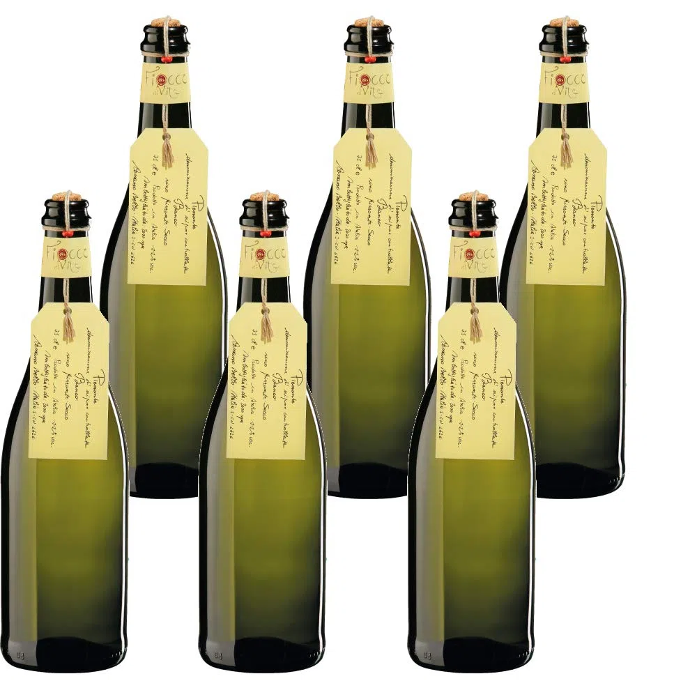 FIOCCO DI VITE Piemonte Doc Vino Bianco Fiocco Di Vite Vino Frizzante - 6 Bottiglie - 6 x 75cl