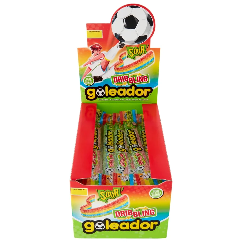 Goleador Dribbling Rainbow, Caramelle Gommose, Gusto Frutti Assortiti Frizzanti, Sour, Confenzione da 144 Pezzi Monoporzione, Incartati Singolarmente, Ottime da Condividere