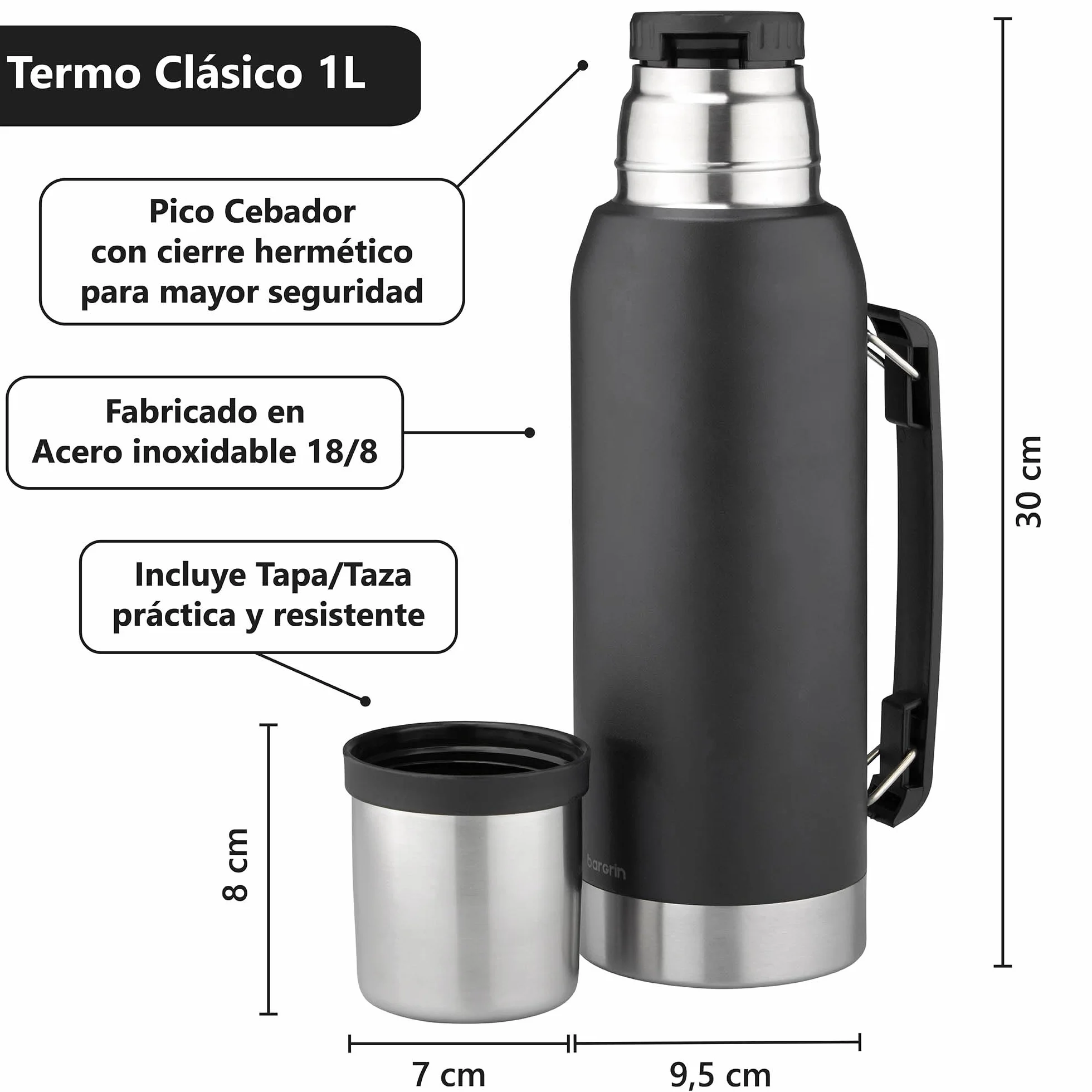 Mate Kit argentino - argentino opaco - set opaco - Yerba Mate - Lampadina opaca - Prodotti Argentina - Nero
