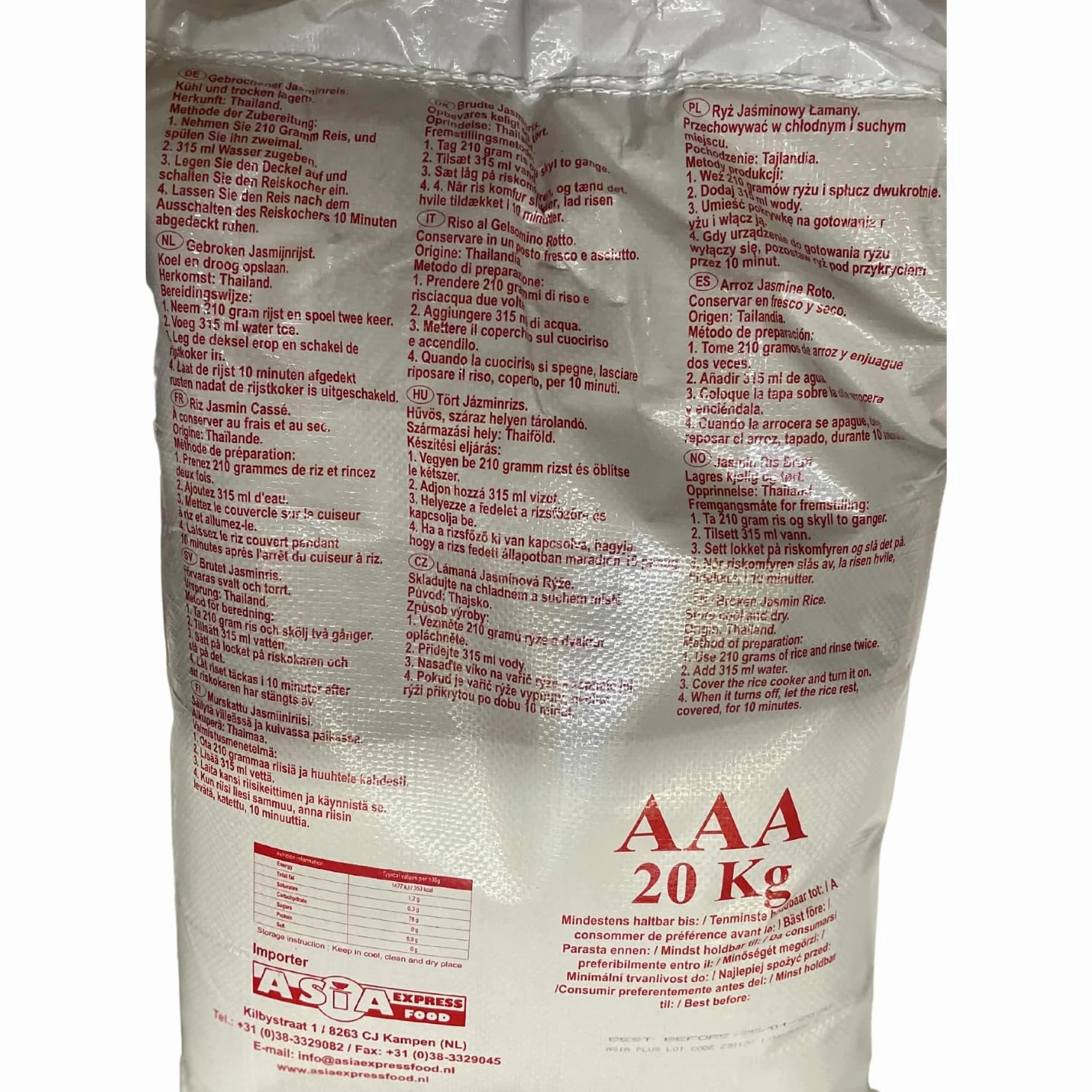 ROYAL THAI RICE - Riso Jasmine spezzato - 1 X 20 KG