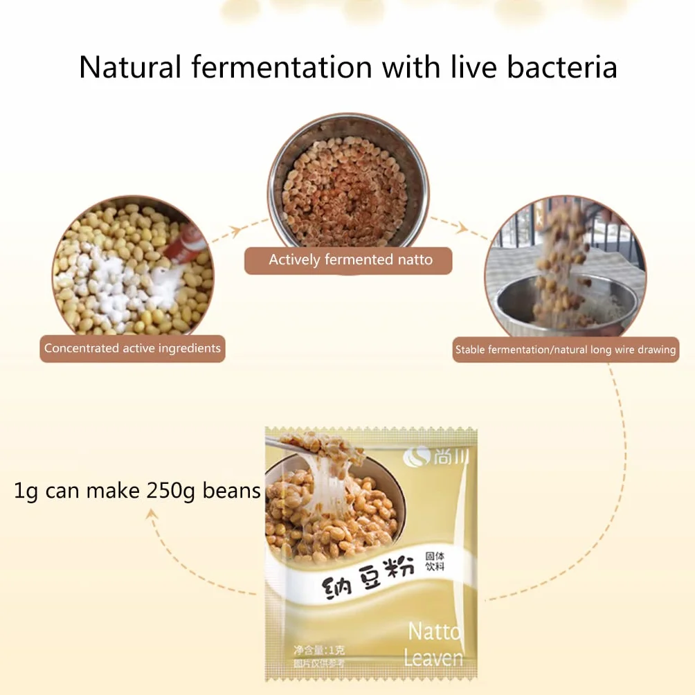 10Pcs Nattomoto Starter Giapponese Natto Fermentato Soia Polvere Per La Casa per la Salute Bacillus Subtilis Attivo Natto