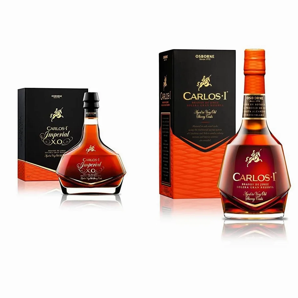 Osborne Carlos Imperial Brandy, 700 ml & Brandy De Jerez con Confezione Regalo, 700ml