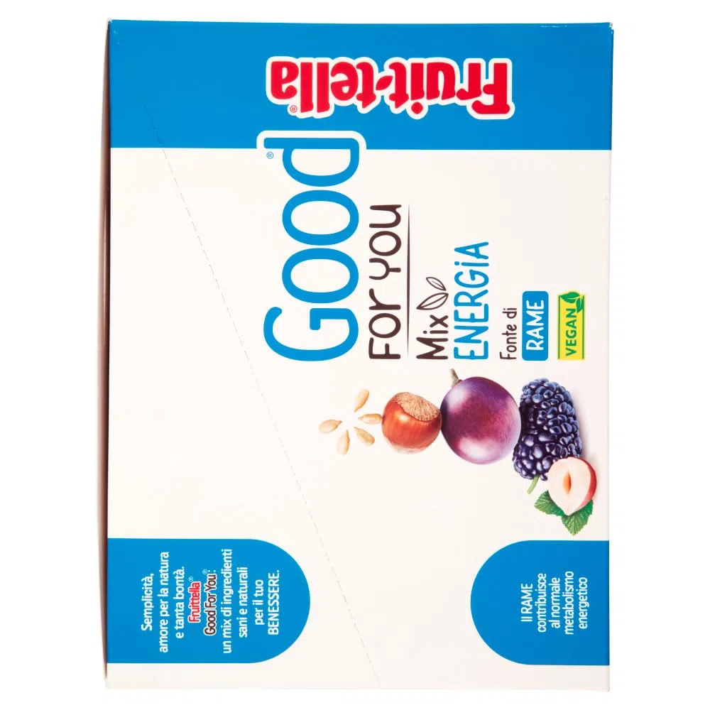 Fruittella Good For You Mix Energia, Snack di Semi, Frutta Secca e Disidratata, Vegan, Fonte di Rame, Senza Glutine, Confezione da 20 Bustine Monoporzione, da portare sempre con Te