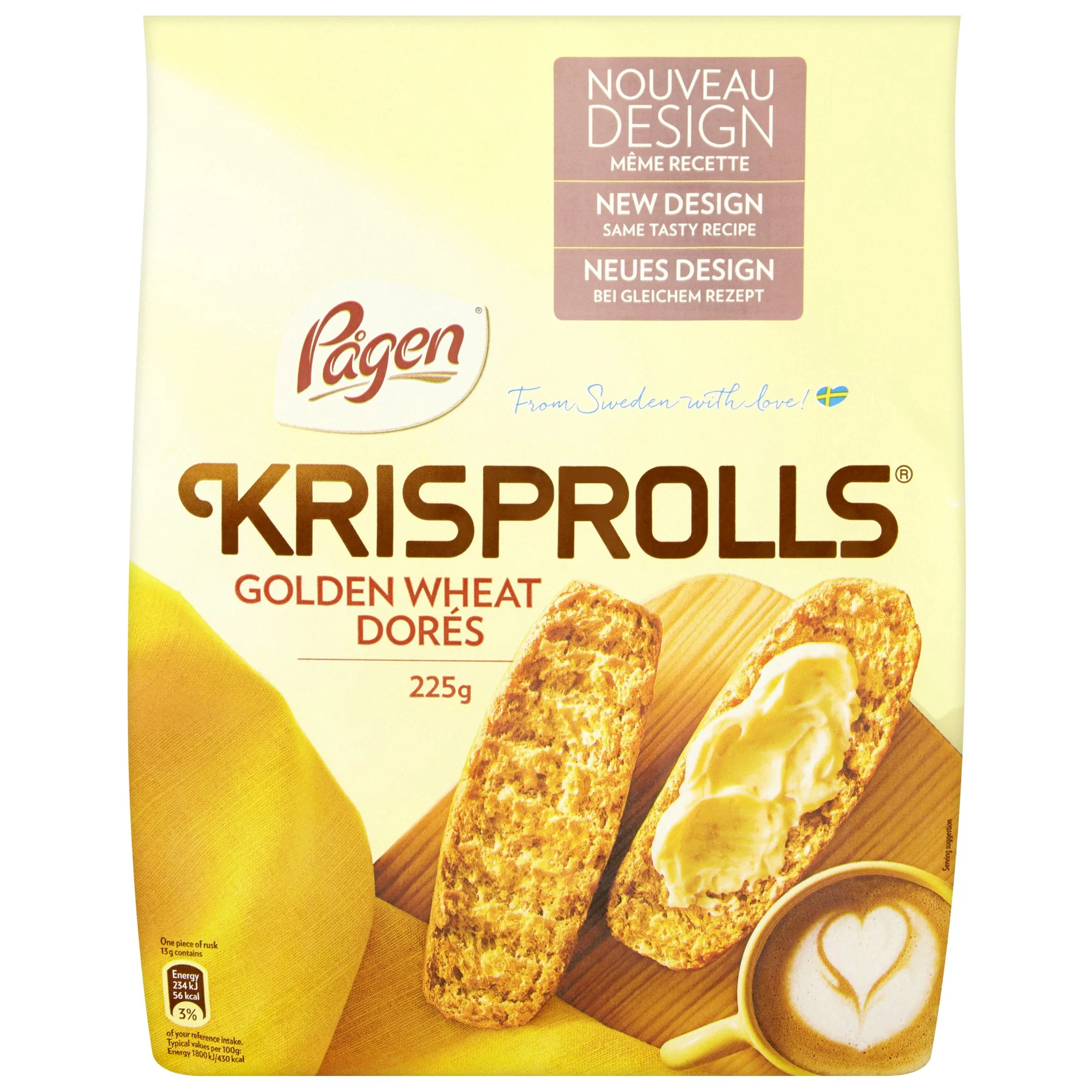 Pagen Krisprolls Dores di grano dorato, (5x225g)