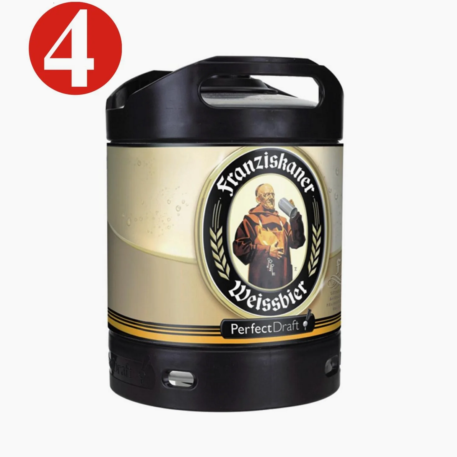 4 X Franziskaner Weissbier Perfect Draft 6 Litro Barile, Incl. Deposito Multiuso