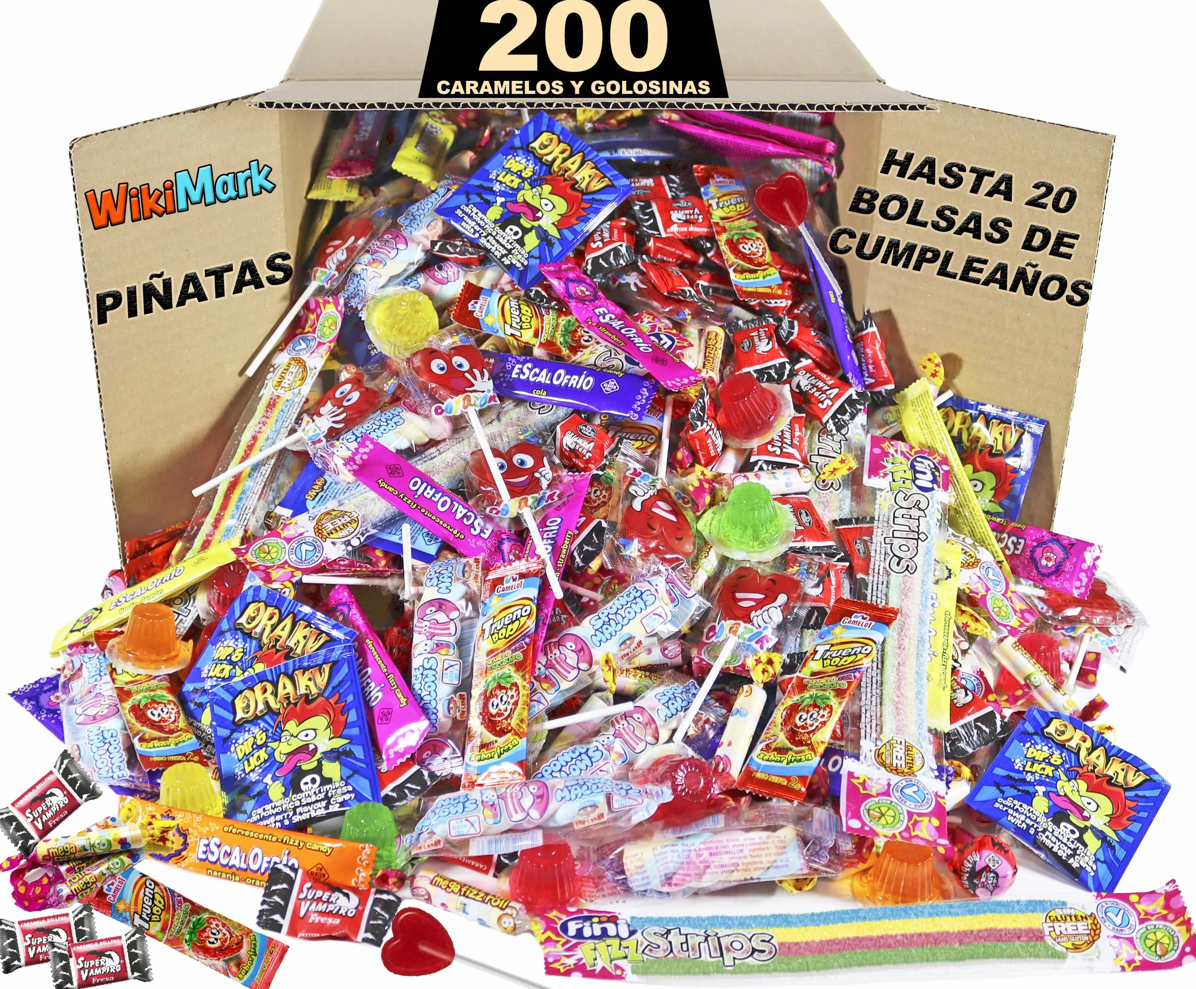 200 dolci, dolcetti e caramelle ripieni di piñata senza allergeni WikiMark - Per riempire borse di compleanno, feste, Natale e Halloween. Senza glutine e senza latte. (200 Dolci)