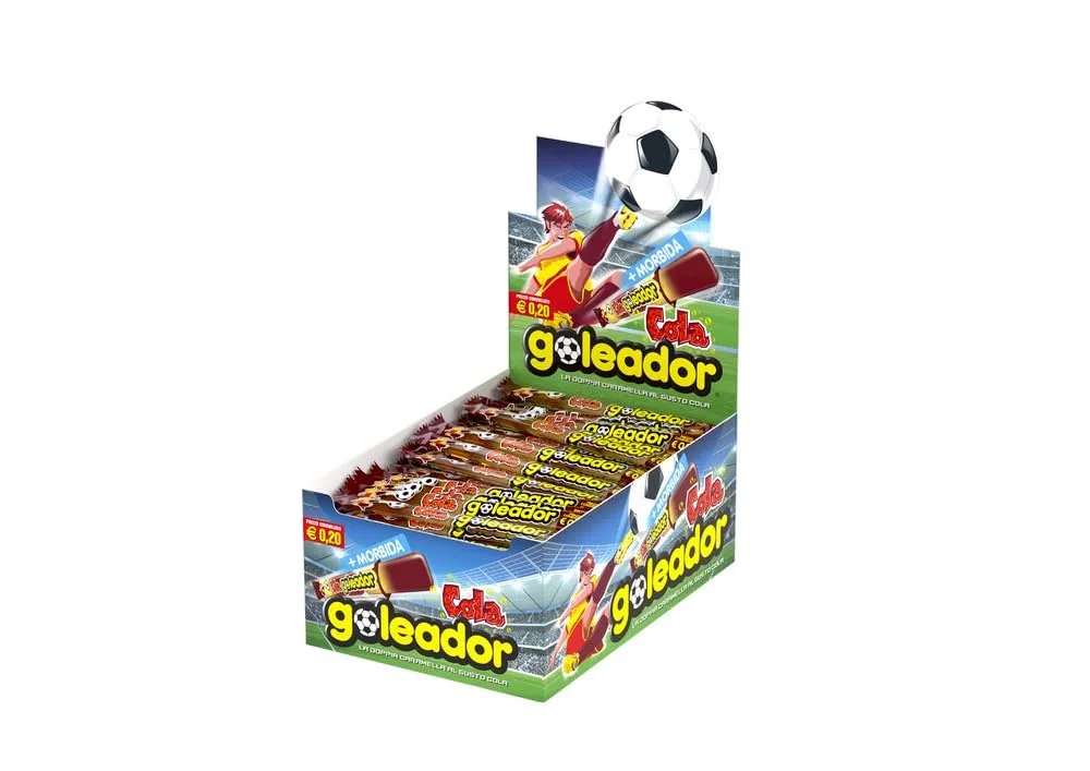 Goleador Cola, Caramelle Gommose, Gusto Cola, Doppia Lastrina, Senza Glutine, Confenzione da 200 Pezzi Monoporzione, Incartate Singolarmente, Idee Regalo per Compleanni e Feste o da Condividere