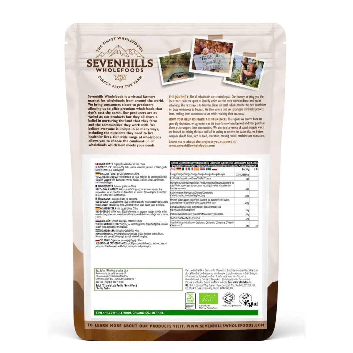 Sevenhills Wholefoods Bacche Di Goji Bio 500g