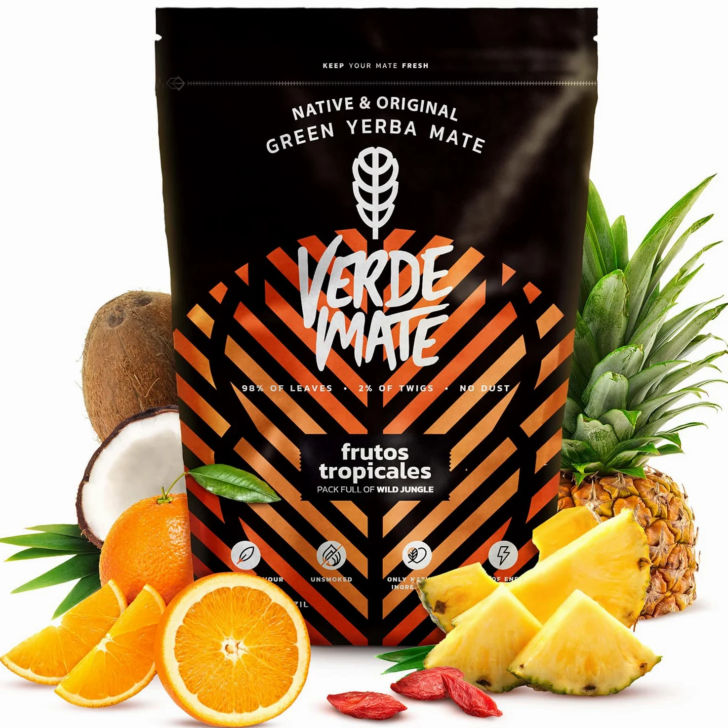 Set Verde Mate (2x500g) 1kg - Due confezioni di yerba mate brasiliana, Mas IQ e Frutos Tropicales, Calabash, bombilla e accessori