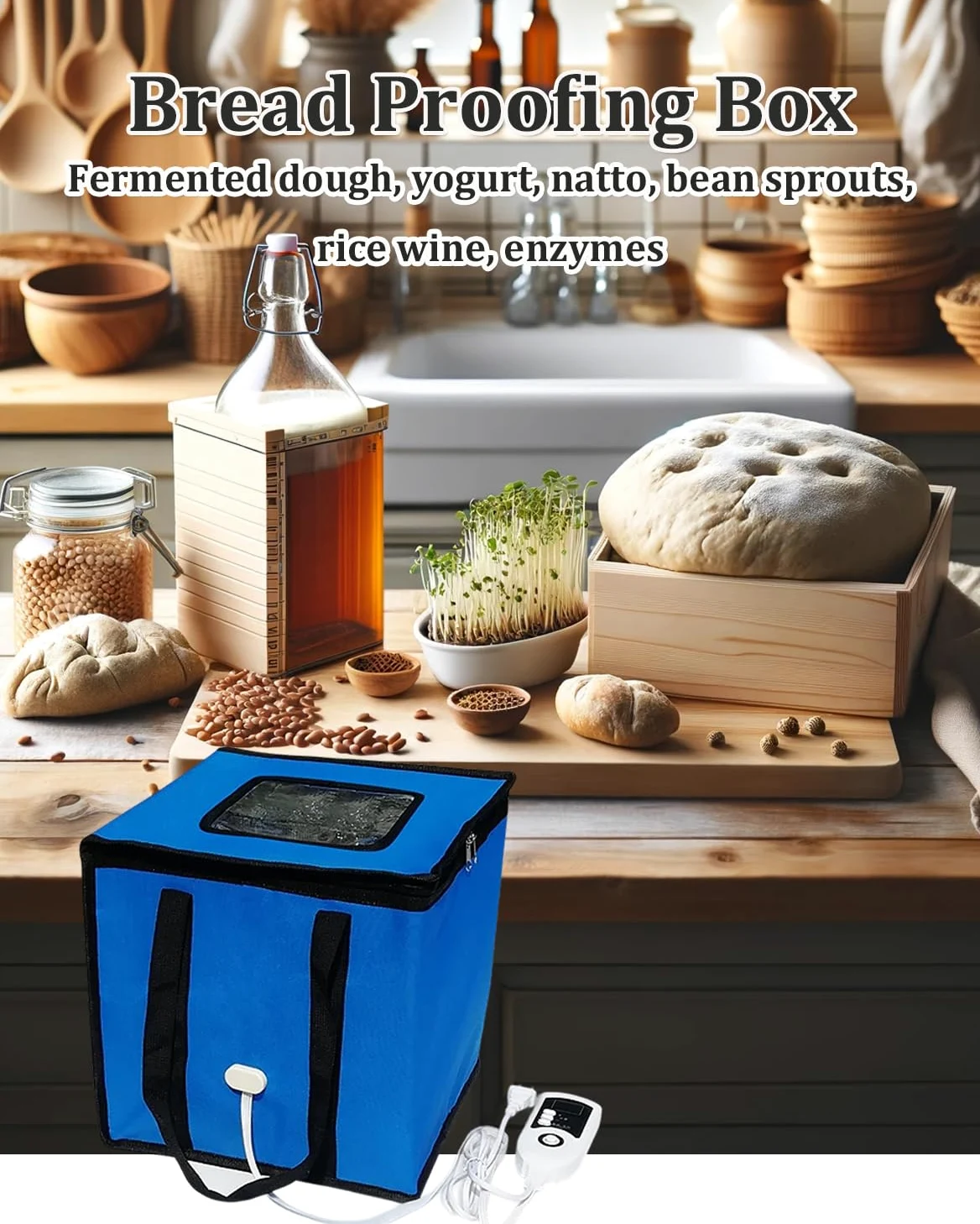 Scatola per Lievitazione Impasto Pizza, Lievitazione Pane Pieghevole, Temperatura Regolabile, Facile da Pulire, Scatola per Lievitazione Pane per Fare Torte, Pane, Biscotti Red S