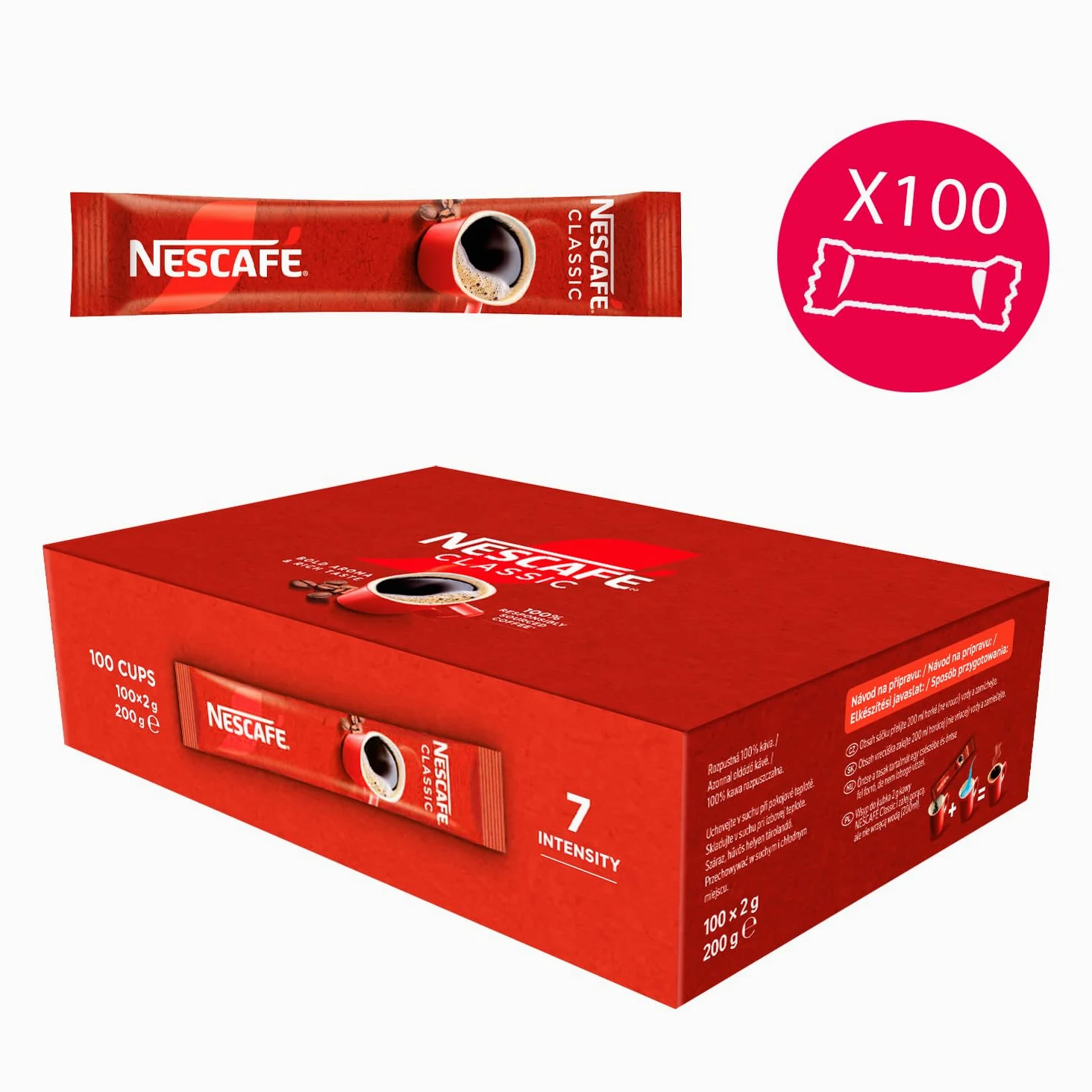 NESCAFÉ Classic Caffè Solubile, 100 Bustine da 2g (200g)