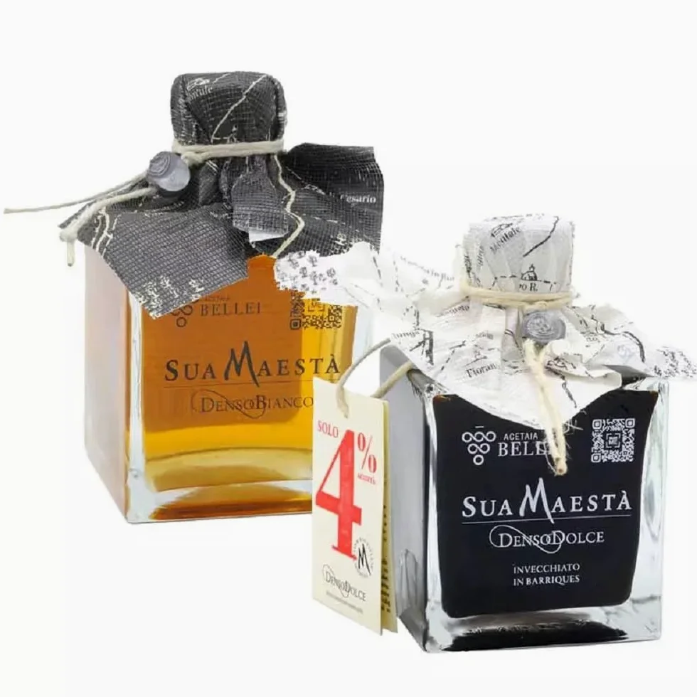Bis Condimenti Sua Maestà Acetaia Bellei: Denso Bianco e Denso Dolce con Aceto Balsamico di Modena IGP 250 ml x 2