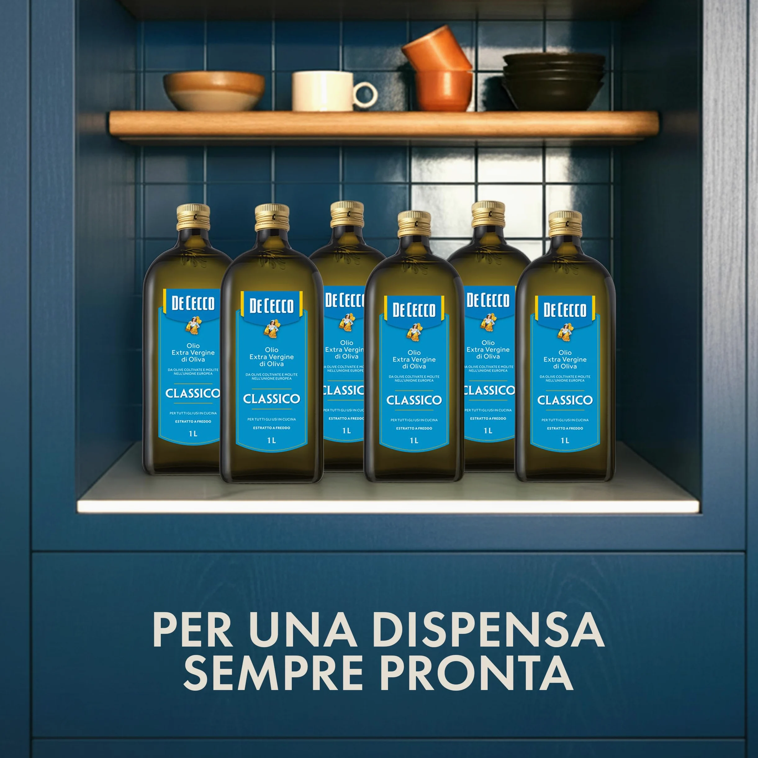 Olio Extravergine di Oliva Classico De Cecco | 6 Bottiglie da 1 L | Totale 6 Litri | Formato Scorta Convenienza