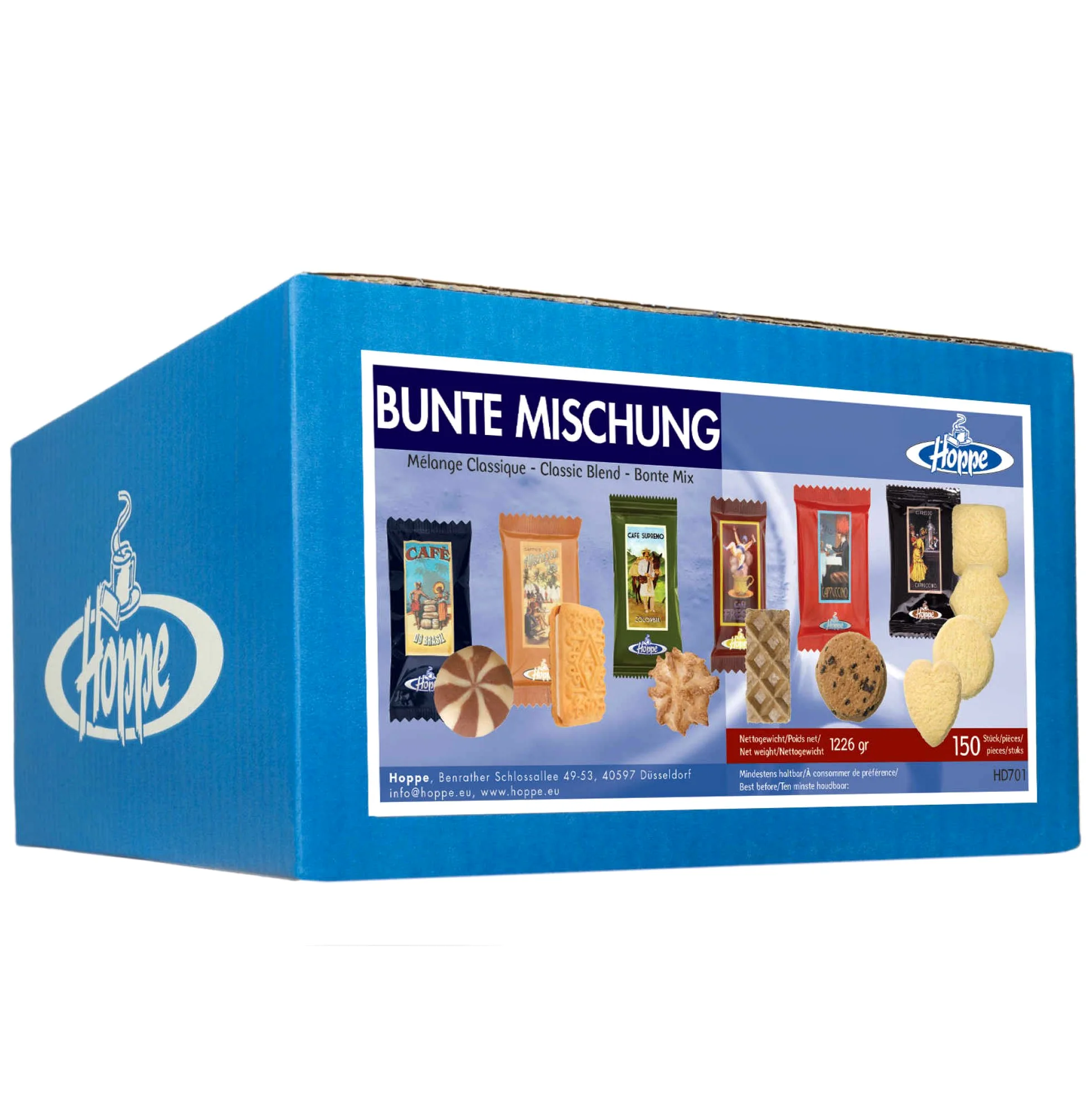 Hoppe Miscela Colorata, Biscotti, Plätzchen, 6 Tipi, Confezione Singola, 150 Pezzi, 1226g