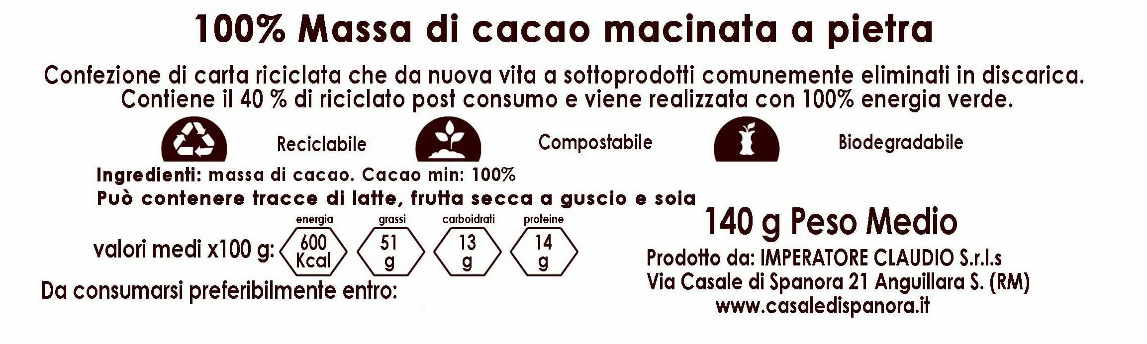Set Tavolette MASSA DI CACAO 100% - 8 pz da 140gr (1120gr)- Cioccolato Fondente 100% Artigianale MADE IN ITALY - Il Casale Di Spanora