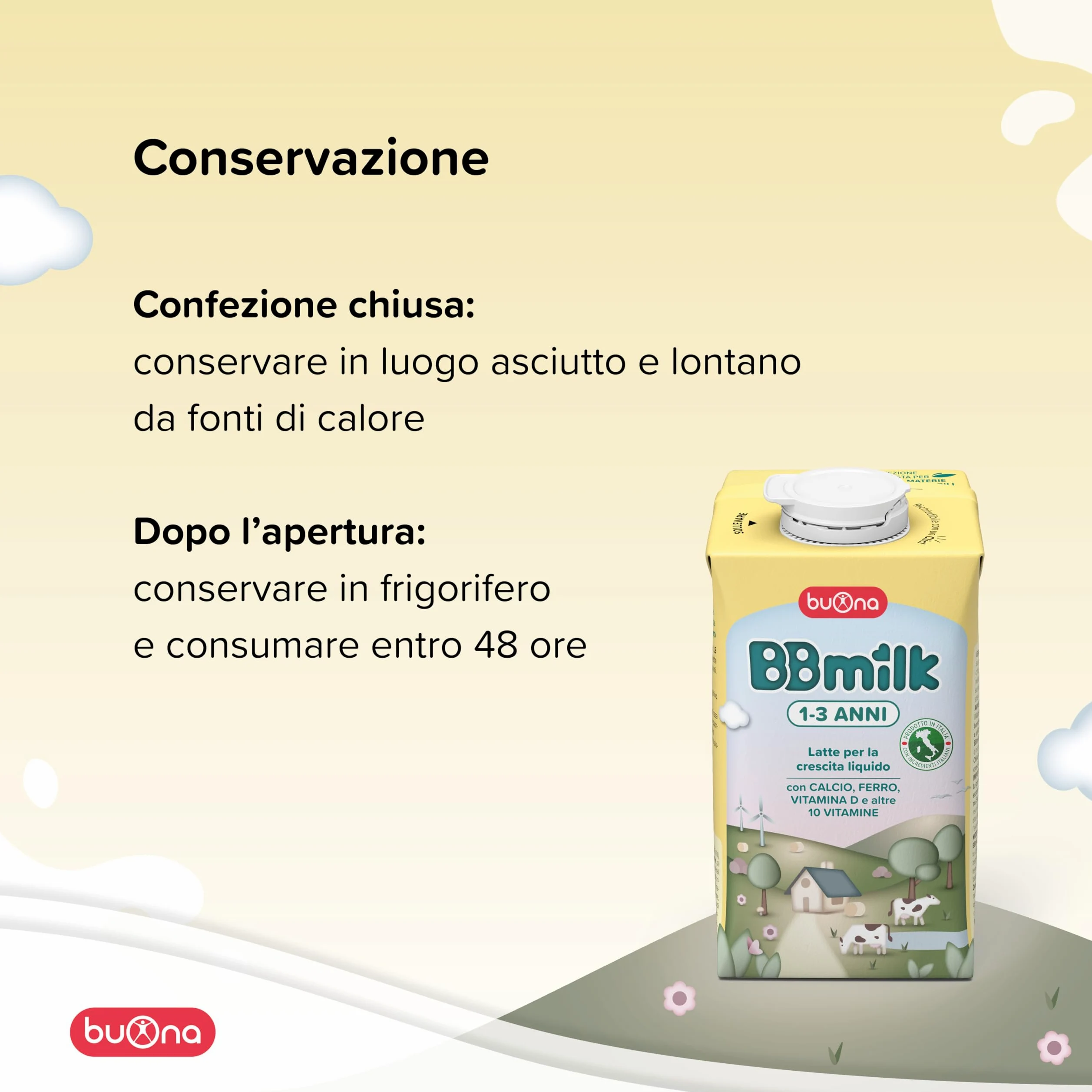Buona Bb Milk 1-3 anni Liquido Alimento a Fini Medici Speciali per Lattanti Coliche, Stipsi e Disturbi Gastrointestinali Minori Con Postbiotico Latte 1 Liquido Pronto all’Uso dalla Nascita