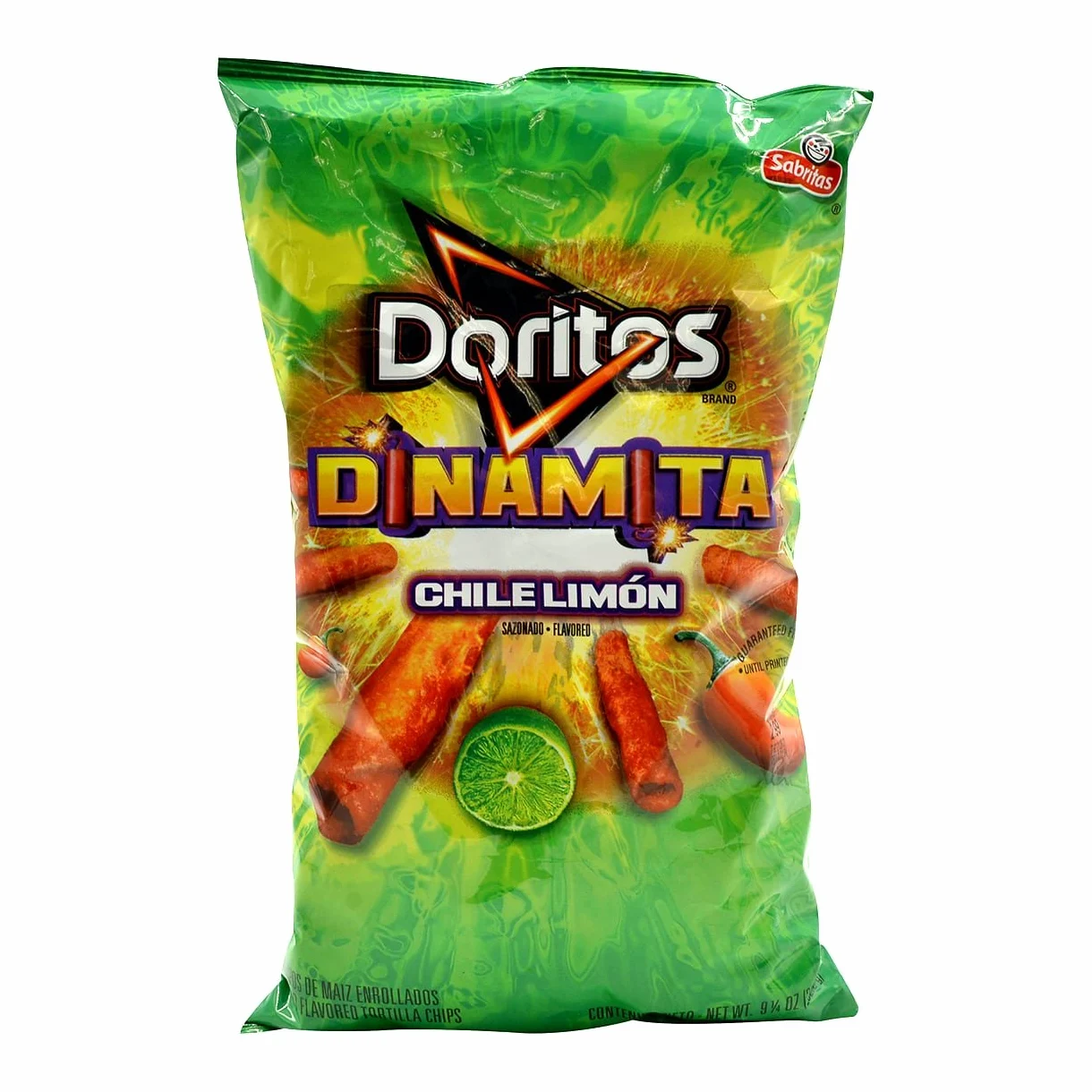 Doritos, Dinamita, Chile Limon Rolled Tortilla Chips, 9.75oz Bag (Pack of 4) by Frito Lay [Foods] by Doritos