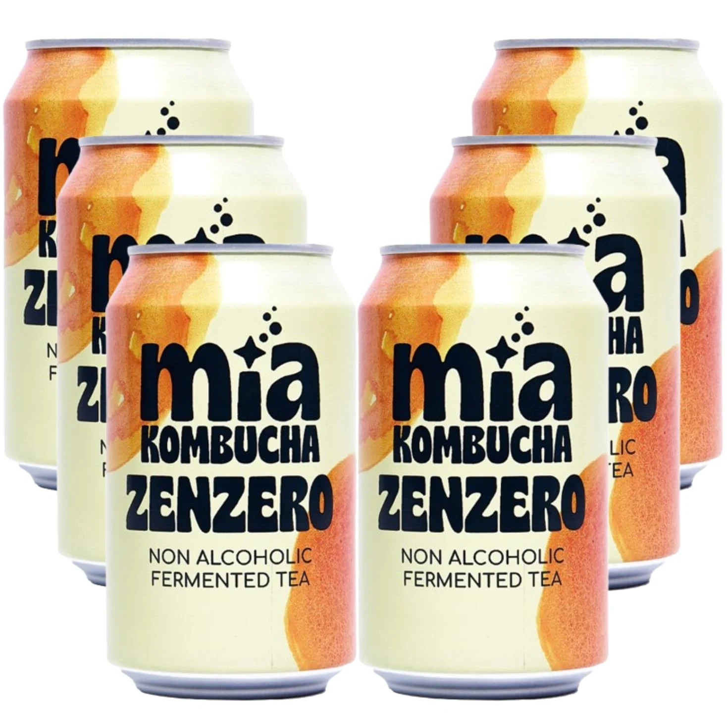 Mia Kombucha allo Zenzero - Tè Fermentato Naturale con Succo di Zenzero Italiano - Note Agrumate e Speziate - Ricca di Probiotici e Antiossidanti - Bevanda Analcolica 330ml (6 Lattine)