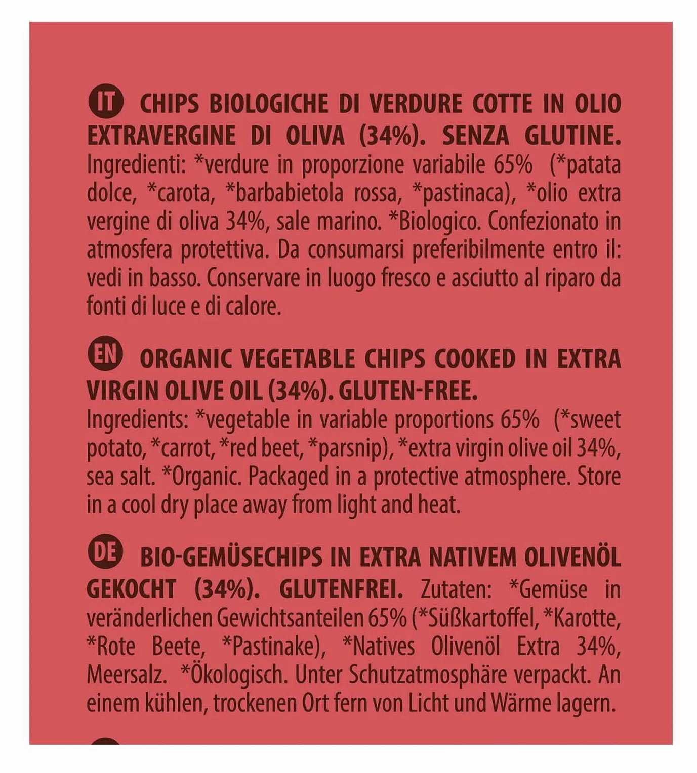 Probios Chips di Verdure Croccanti Biologiche - deliziose e patatine senza glutine fritte in olio extravergine di oliva - ideale spuntino croccante - Confezione da 25 x 40g