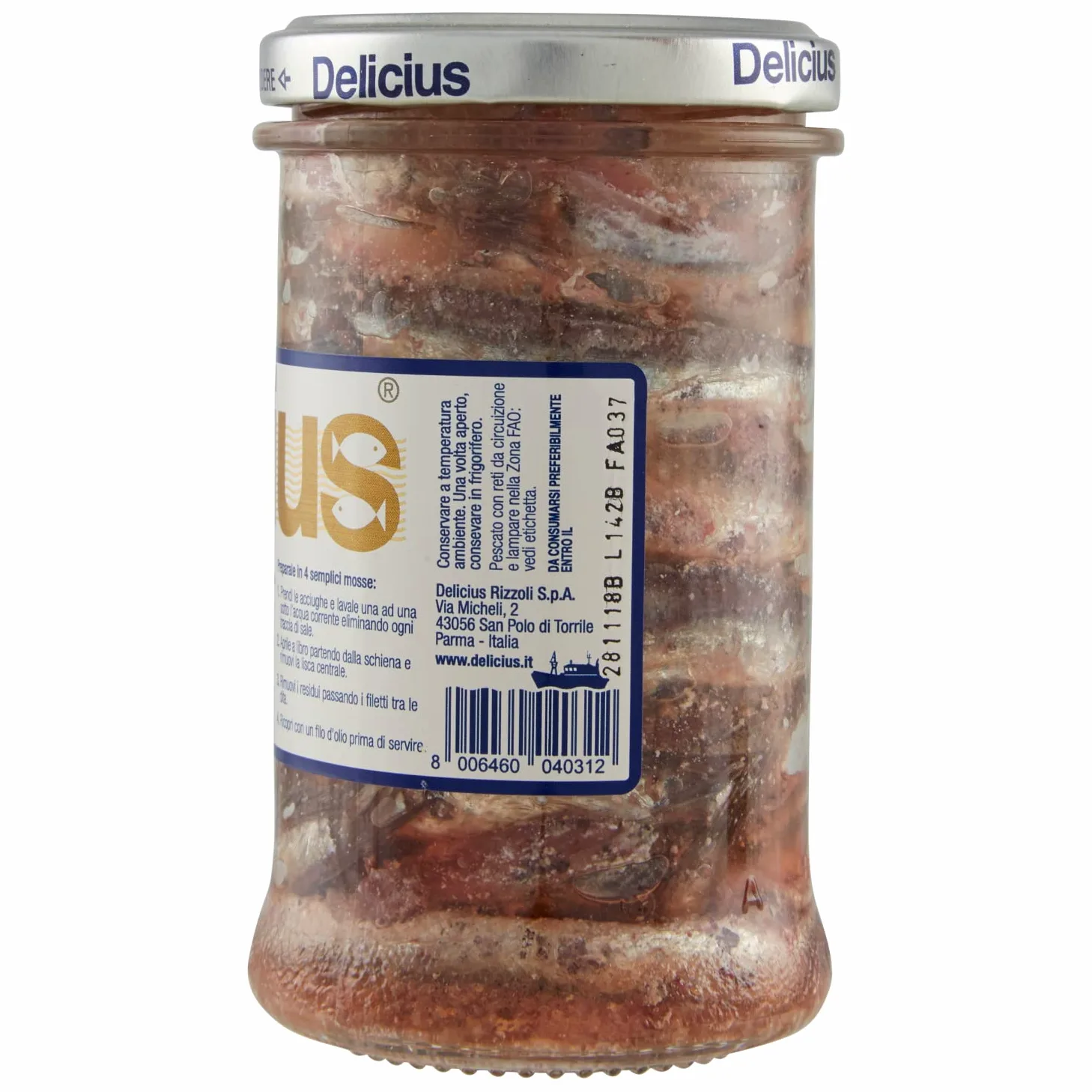 Delicius Vaso di Acciughe Salate, 310g (6 pezzi)