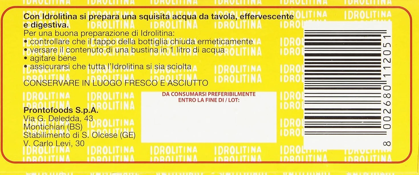 15x Ristora Idrolitina Preparato per Acqua da Tavola, preparazione per acqua da tavola, 20 bustine + Beni Culinari Portachiavi gratuito