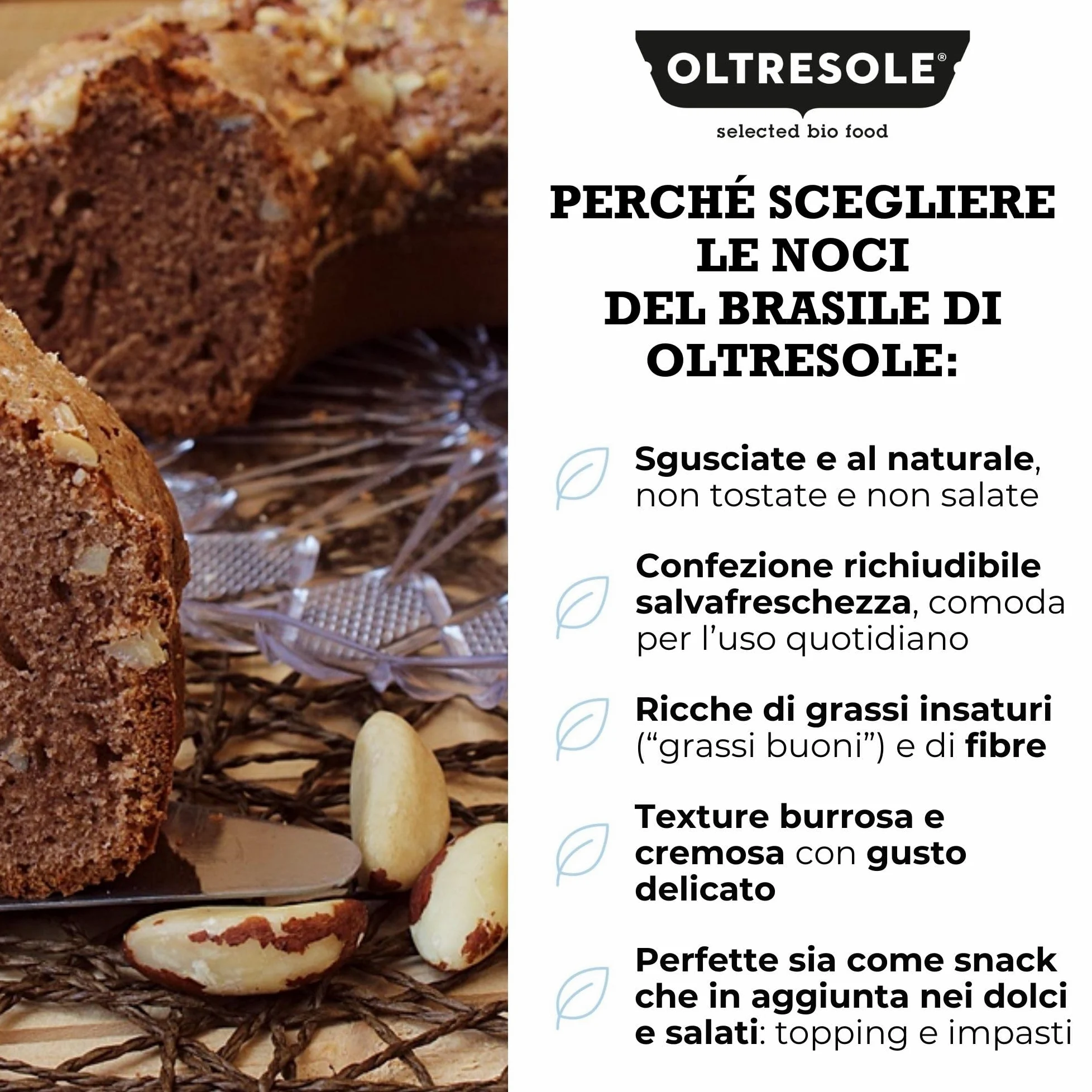 Oltresole, Noci del Brasile Crude Sgusciate 1 Kg, Frutta Secca Naturale Senza Sale, in Barattolo Richiudibile, Snack Salutare dal Gusto Burroso