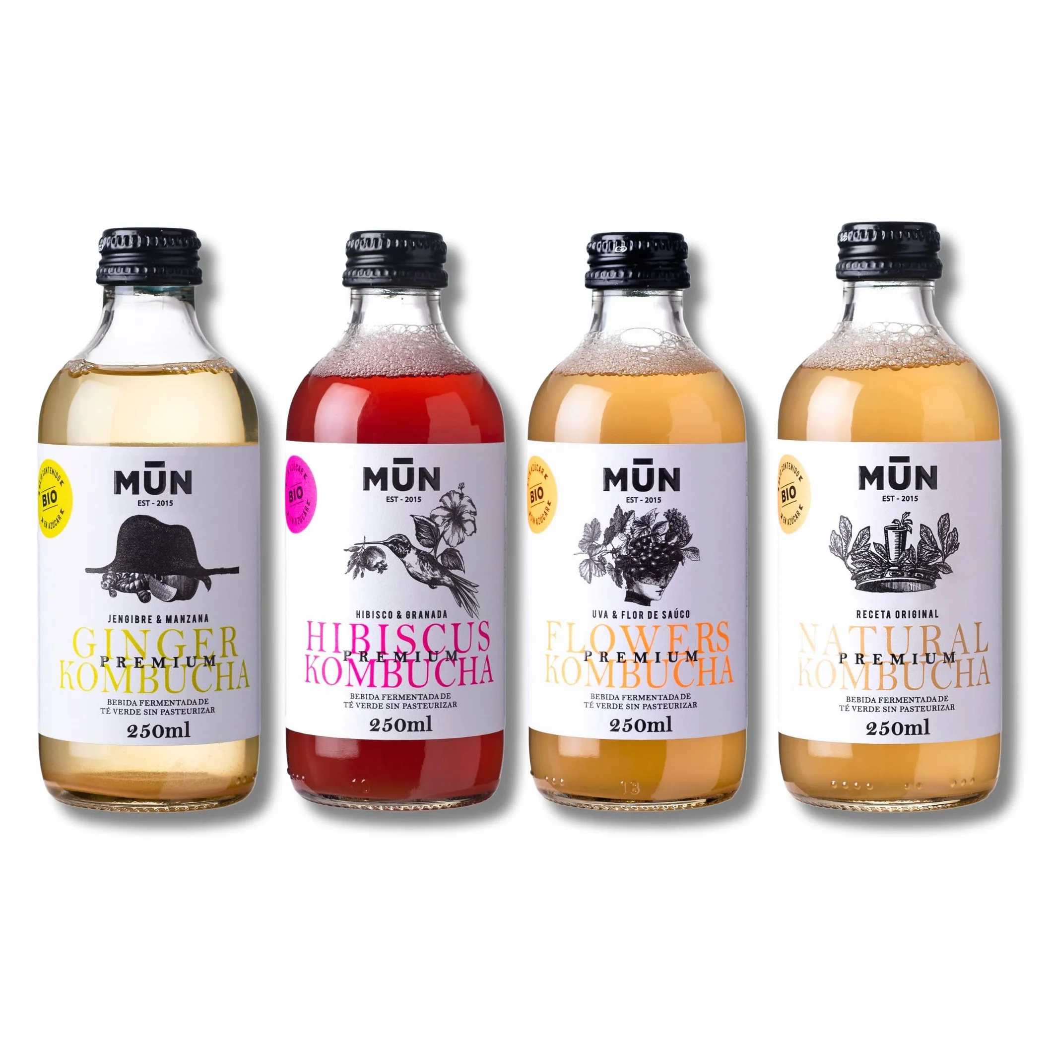 KOMBUTXA BEBIDA TE KOMBUCHA ORGANICA - Pack 12x250ml | Sapori Misti | Bevanda Energetica al Tè Fermentato Biologico | Senza zuccheri aggiunti