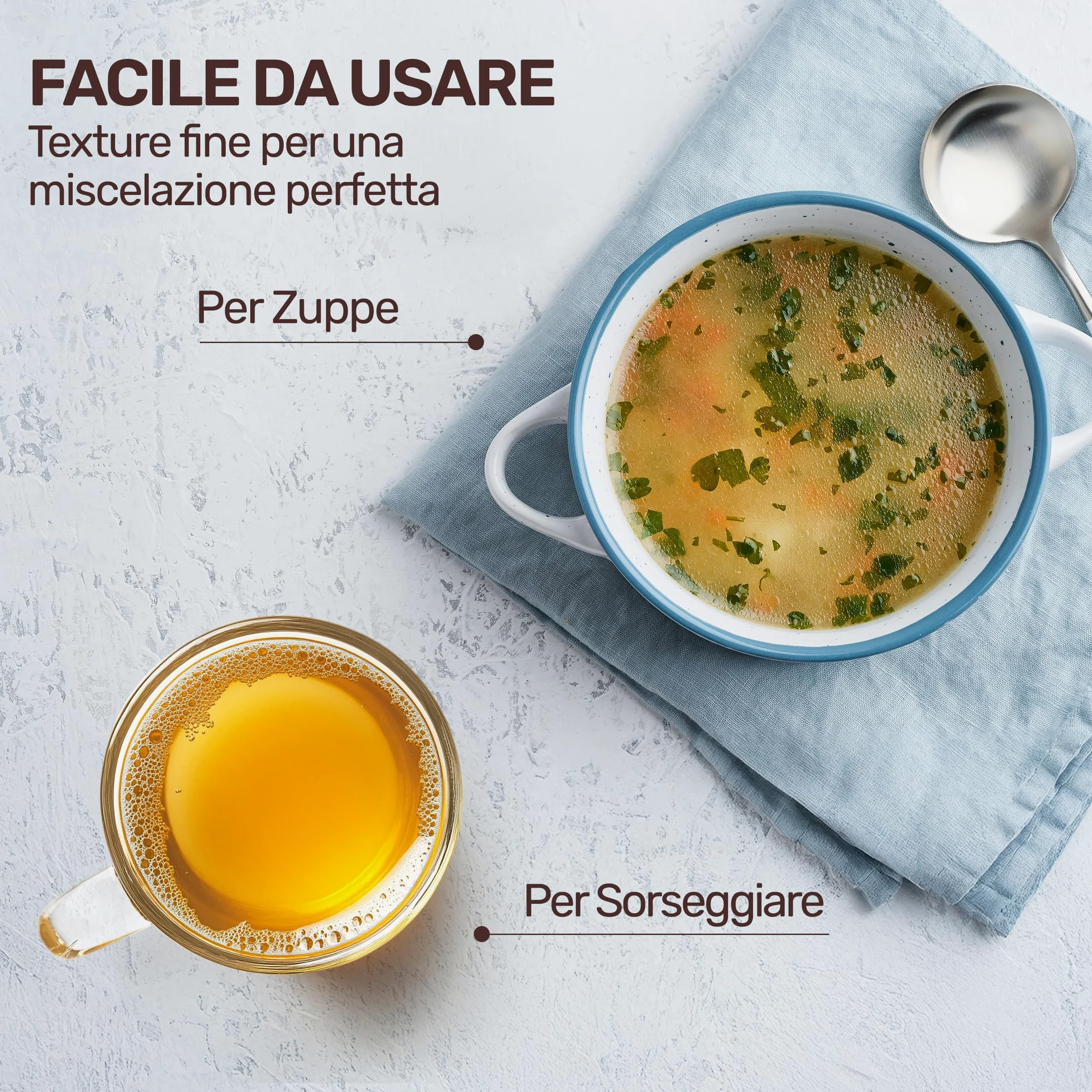 EASY YUMMY - Brodo di Pollo in Polvere (300 g), 100% Brodo di Pollo senza Additivi