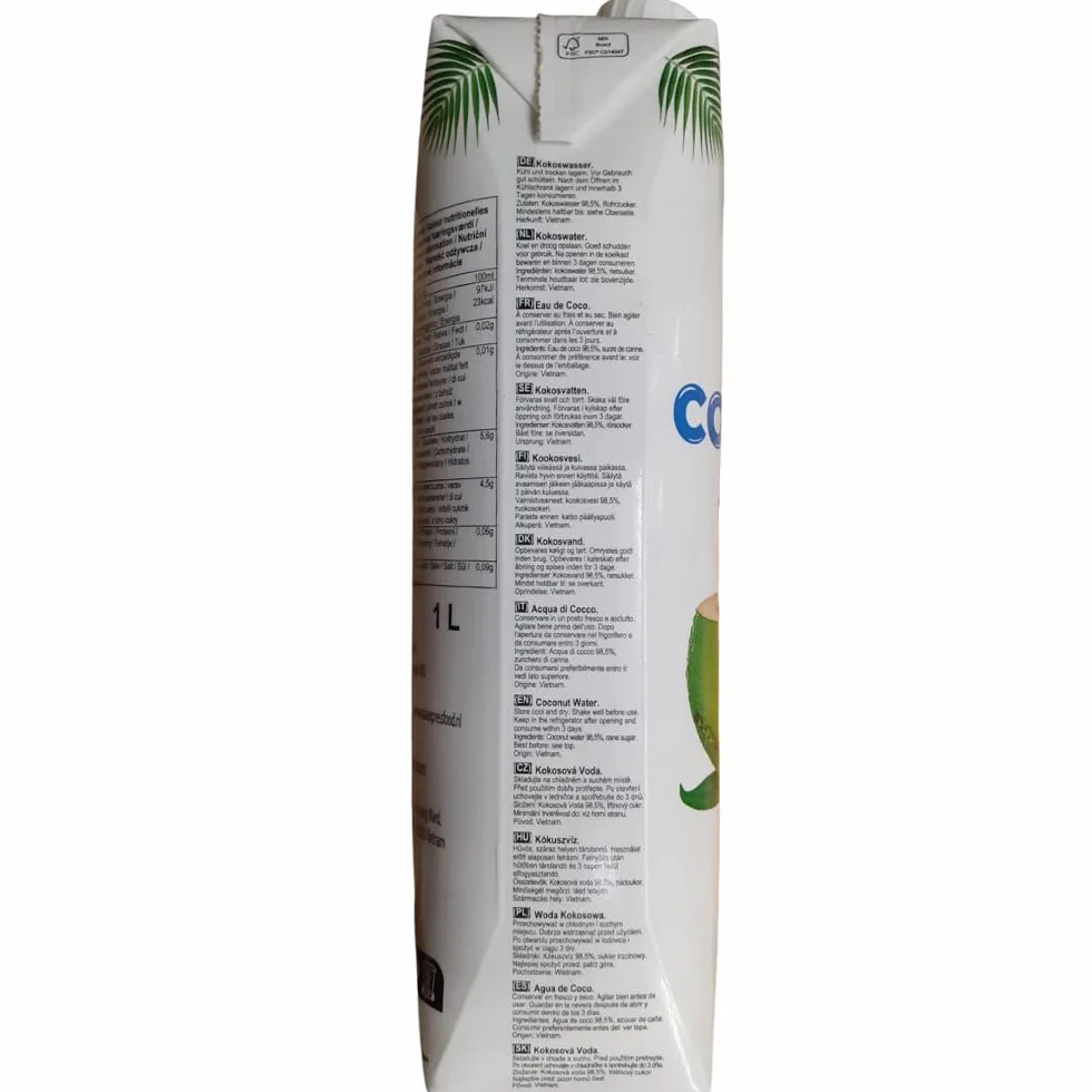 BAMBOO TREE Acqua di cocco, Multipack, 12 X 1 LTR