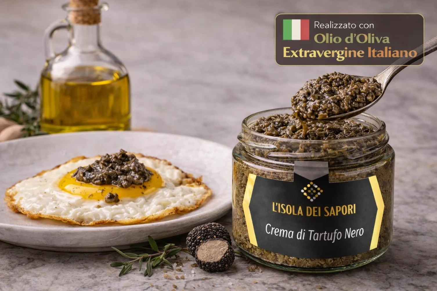 L'Isola dei Sapori 100% Crema di Tartufo Nero, Condimento Pasta Risotto Bruschette - 100 g