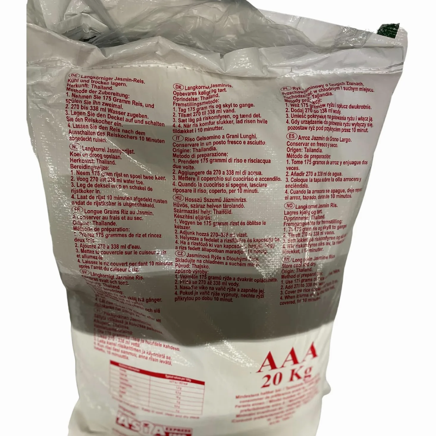 ROYAL THAI RICE - Riso al gelsomino a chicco lungo - 1 X 20 KG