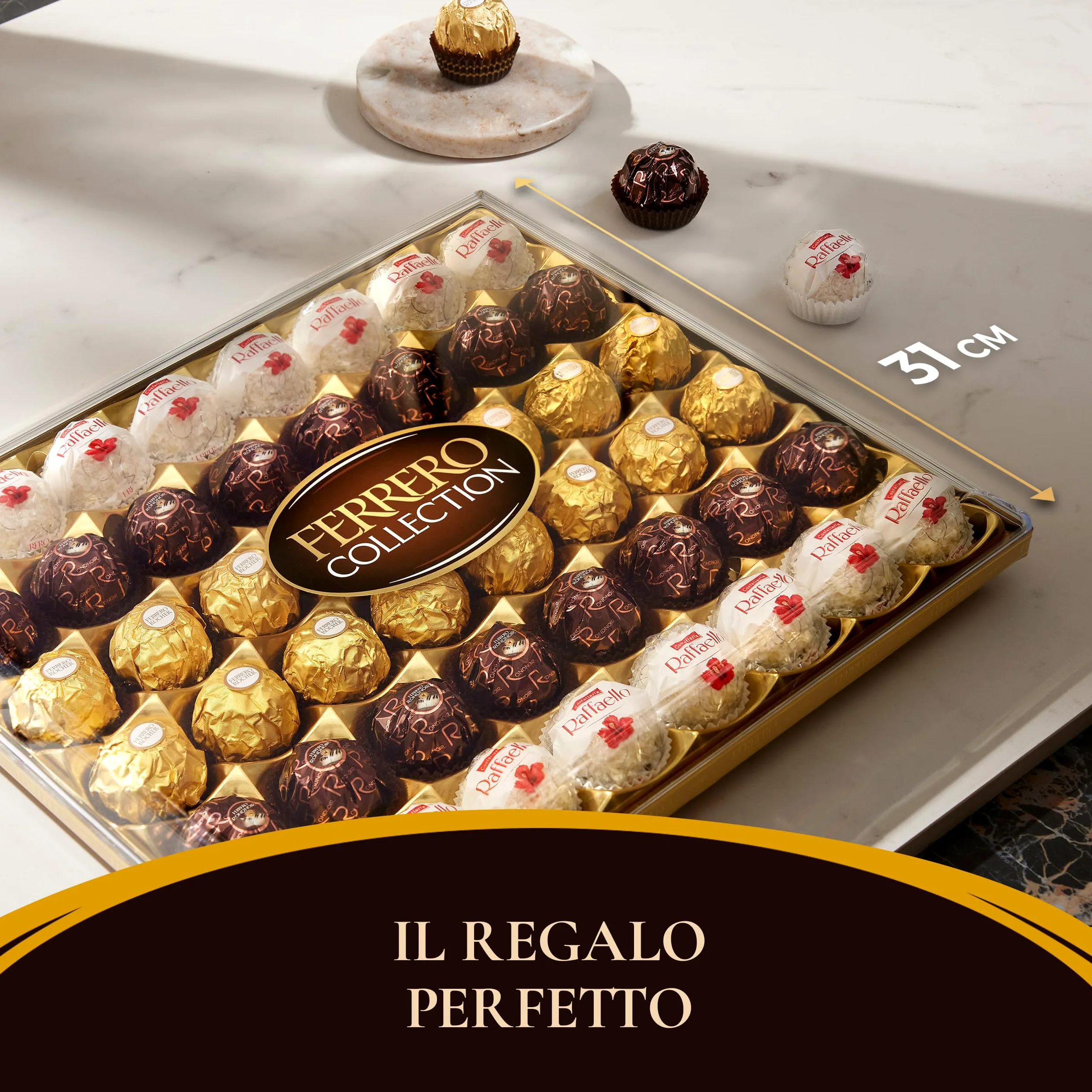 Ferrero Collection - 48 Specialità Assortite al Cioccolato, Racchiuse in una Elegante Scatola Natalizia, Idea Regalo Natale, Compleanno e Anniversario, Confezione da 518 gr