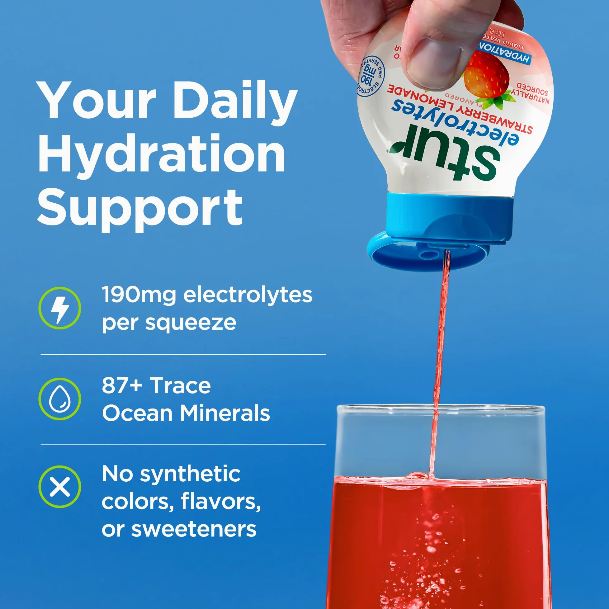 Stur Elettrolita Water Enhancer | Dolcificato con Stevia | Alto contenuto di vitamina C e antiossidanti | Senza zucchero | Zero calorie | Keto | Vegano | 5 bottiglie, per 90 bevande (limonata alla