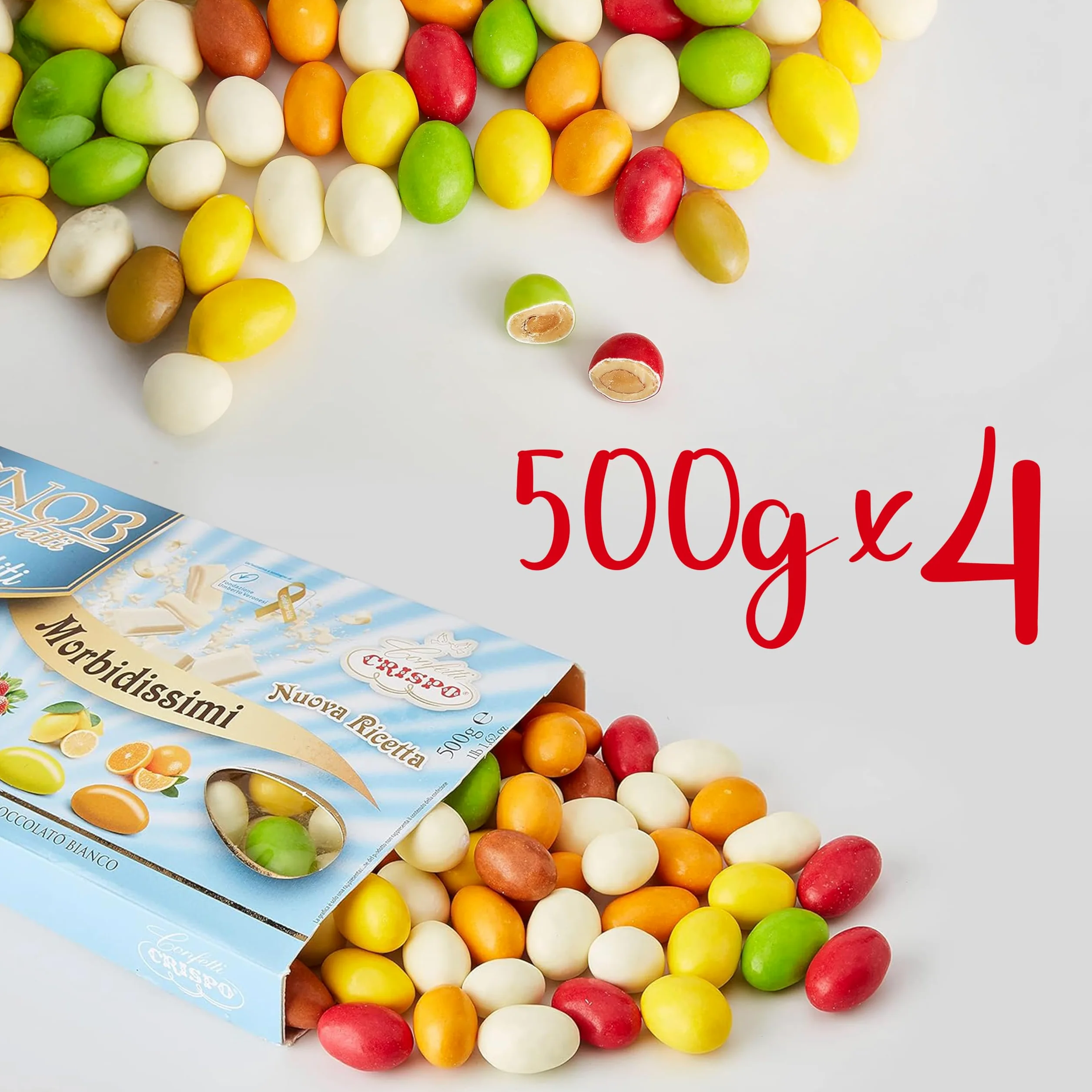 Confetti Snob Crispo 2 Kg, Gusti Assorititi con Mandorla Tostata Ricoperta di Cioccolato Bianco per Bomboniera Confettata Matrimonio Comunione - 2000 Grammi